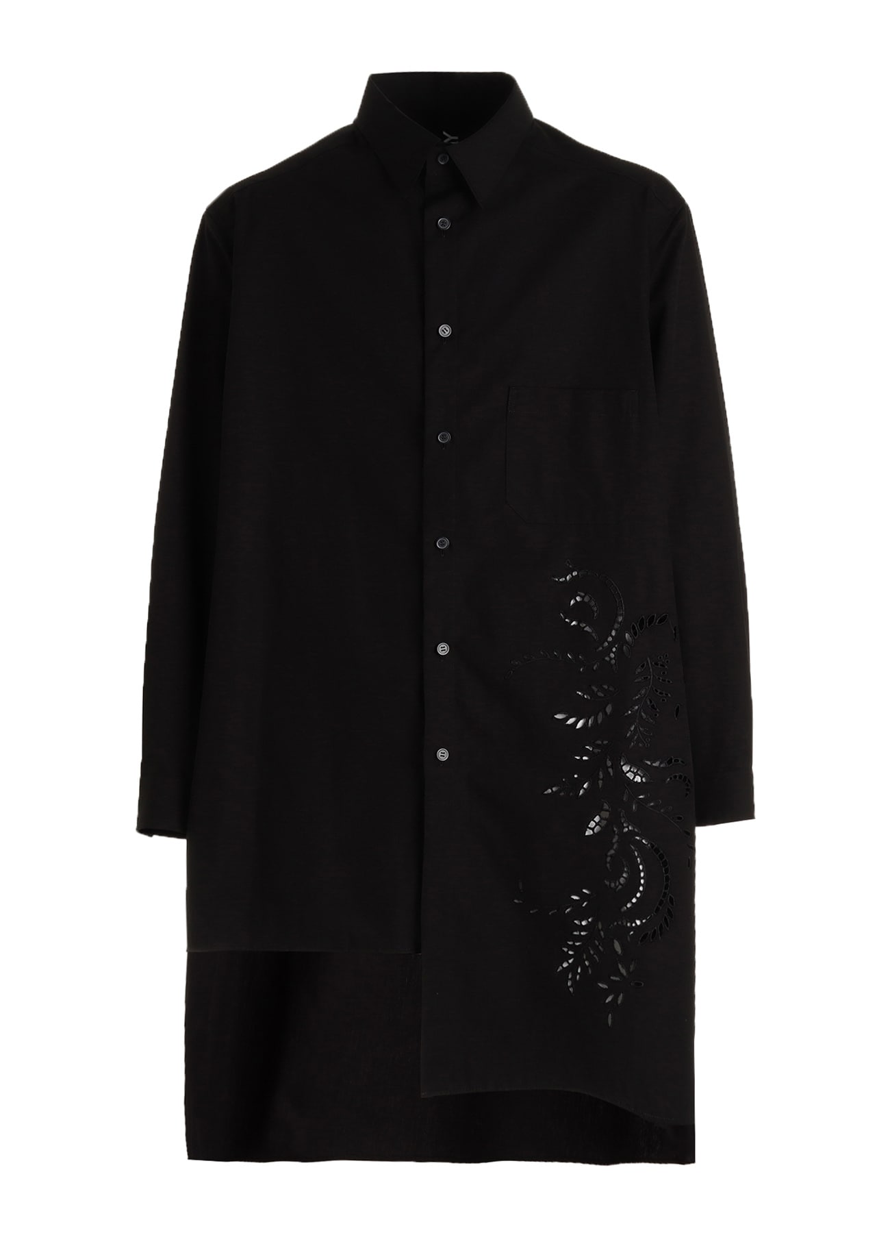 COTTON BROAD BRODERIE LACE SHIRT WITH LEFT DRAPE