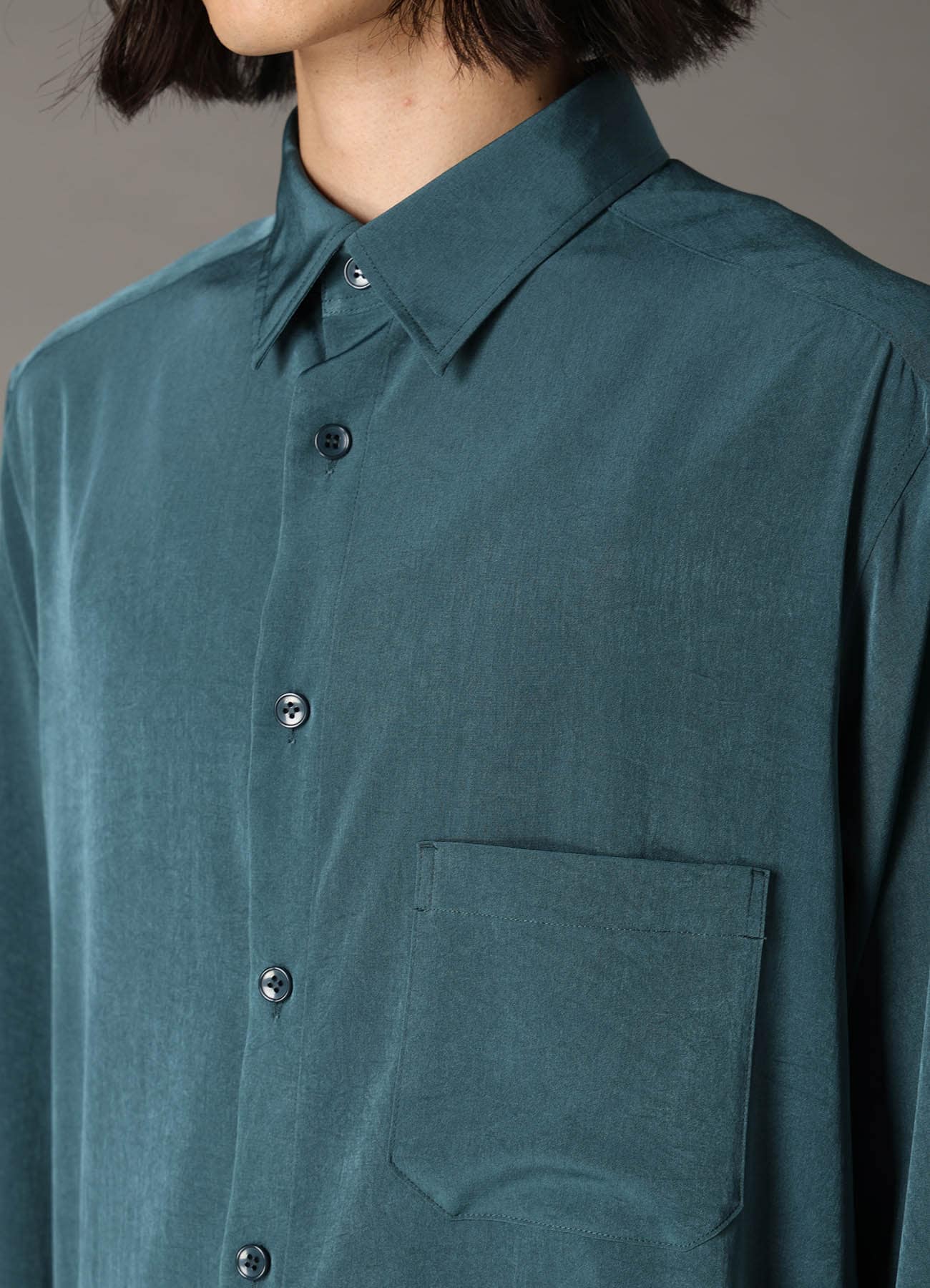CREPE de CHINE LEFT DRAPE SHIRT