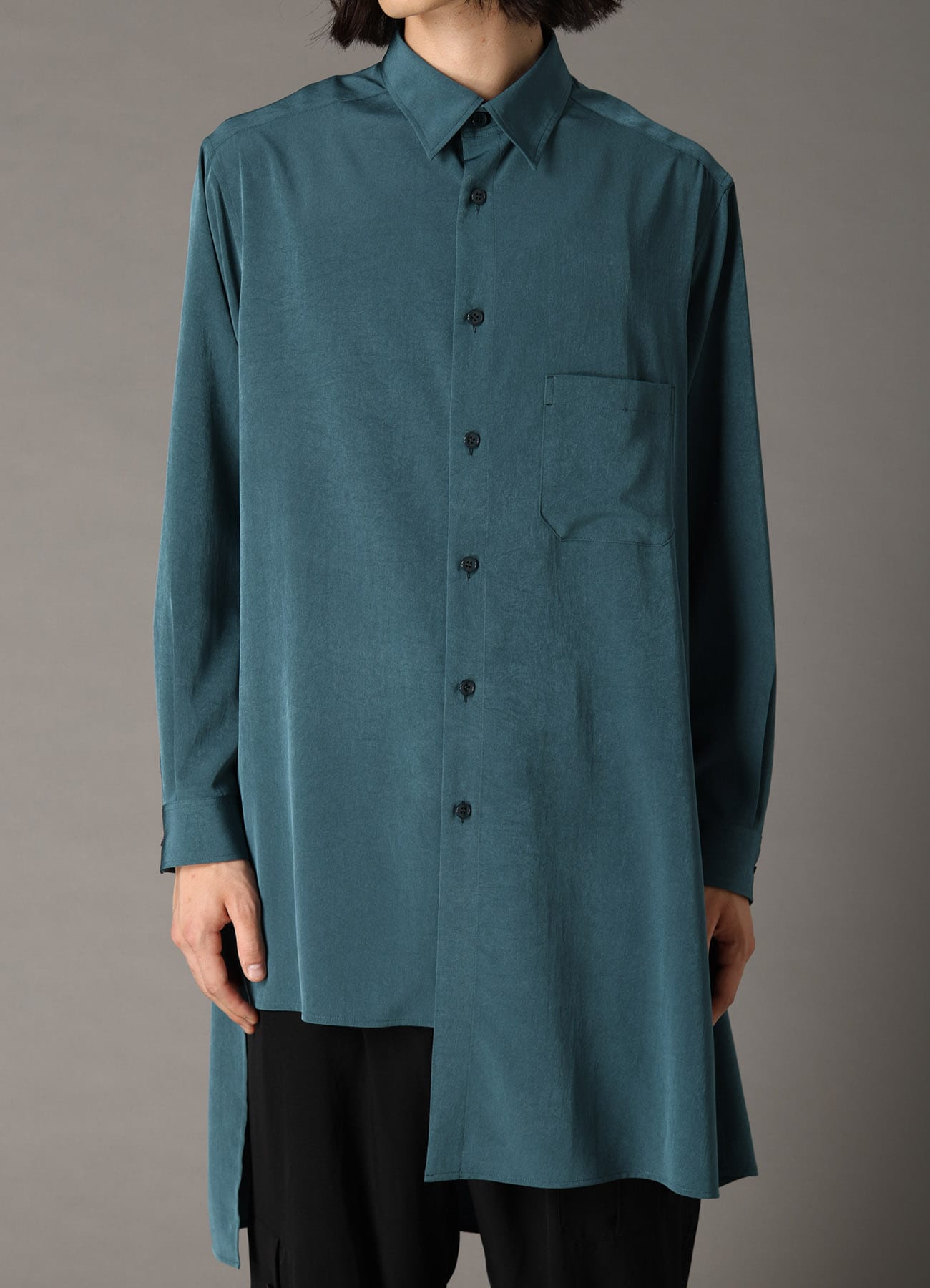 CREPE de CHINE LEFT DRAPE SHIRT