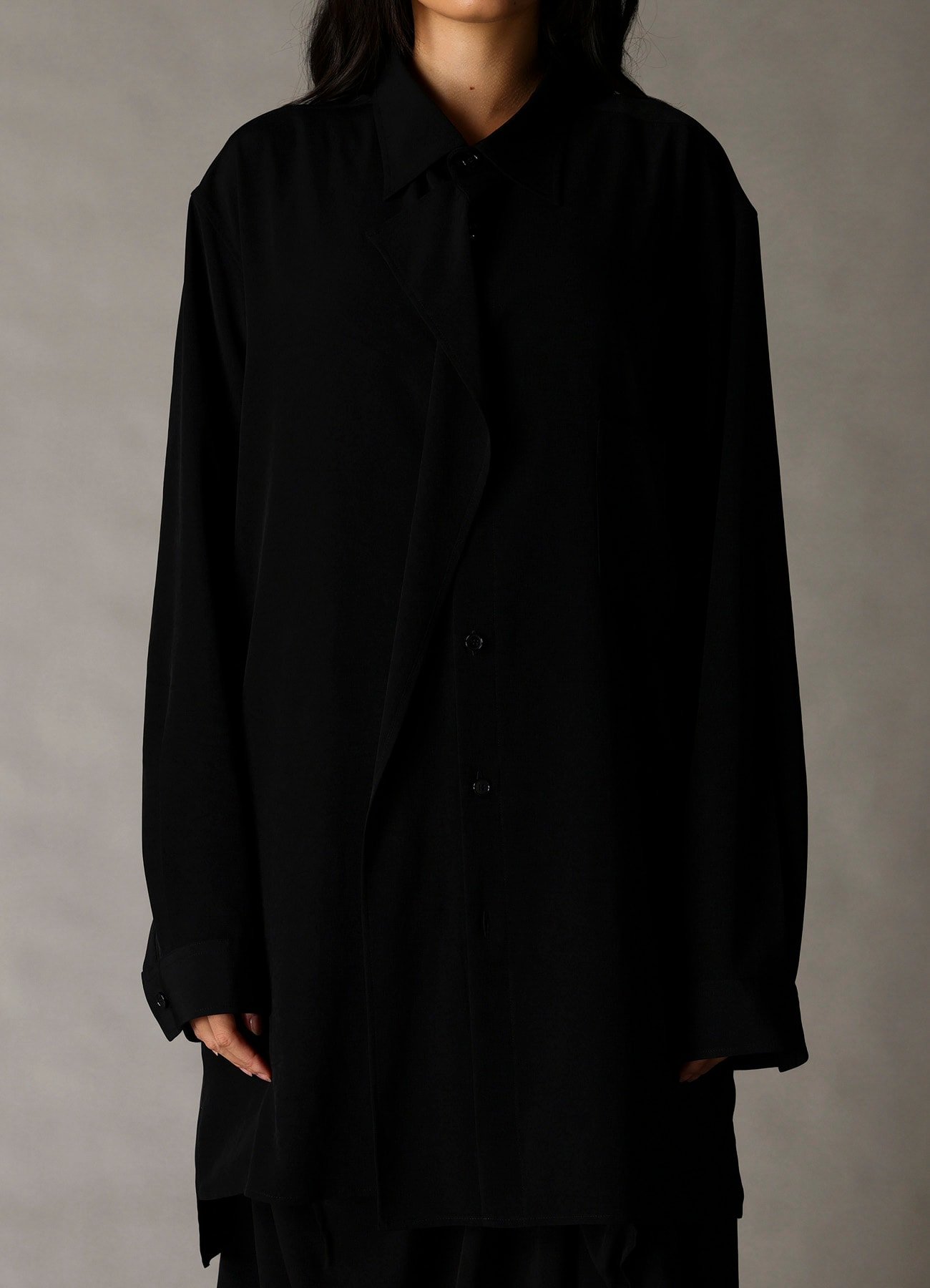 CREPE de CHINE DRAPE SHIRT