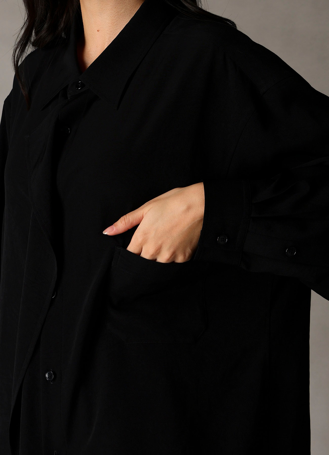 CREPE de CHINE DRAPE SHIRT