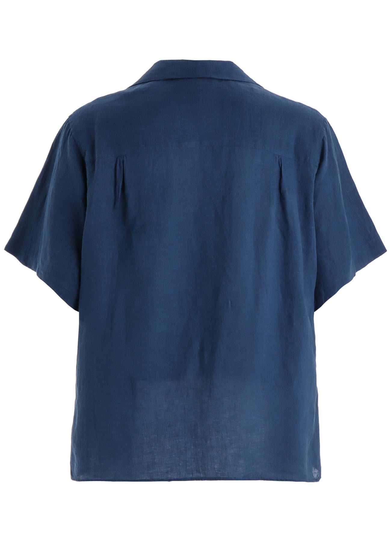 WASHED LINEN CANVAS OPEN COLLAR SHIRT