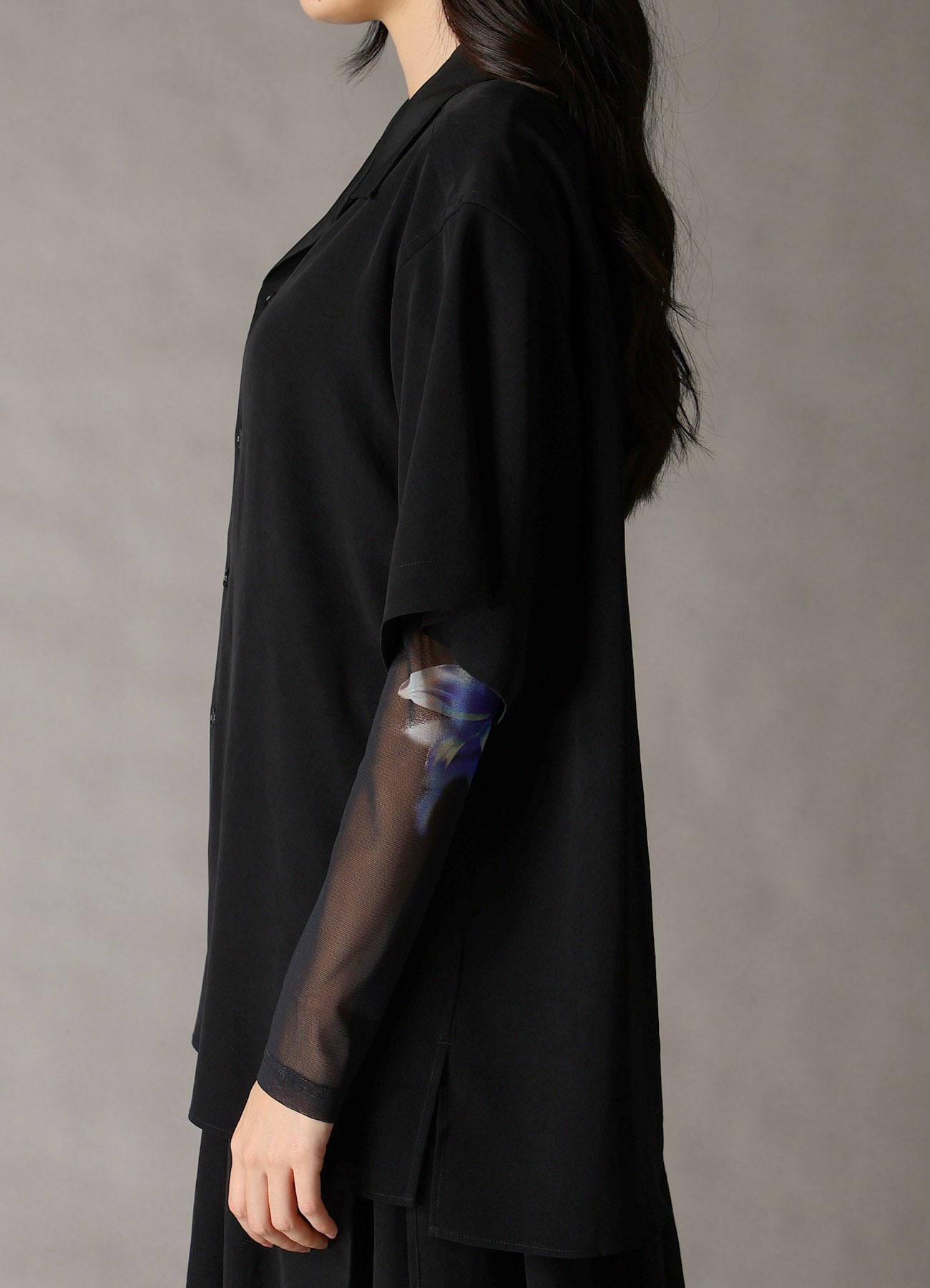CREPE de CHINE OPEN COLLAR SHIRT