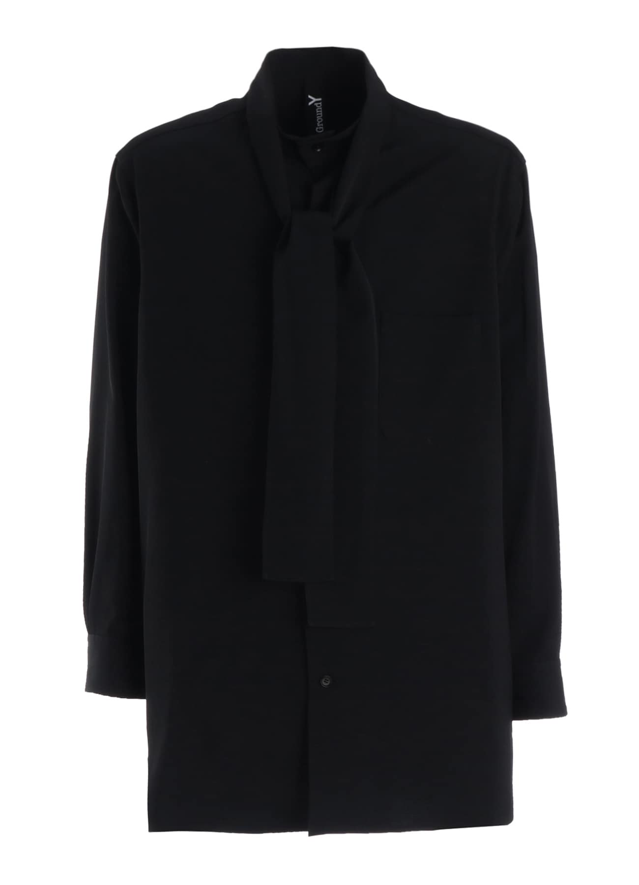 WOOL GABARDINE BOW COLLAR SHIRT
