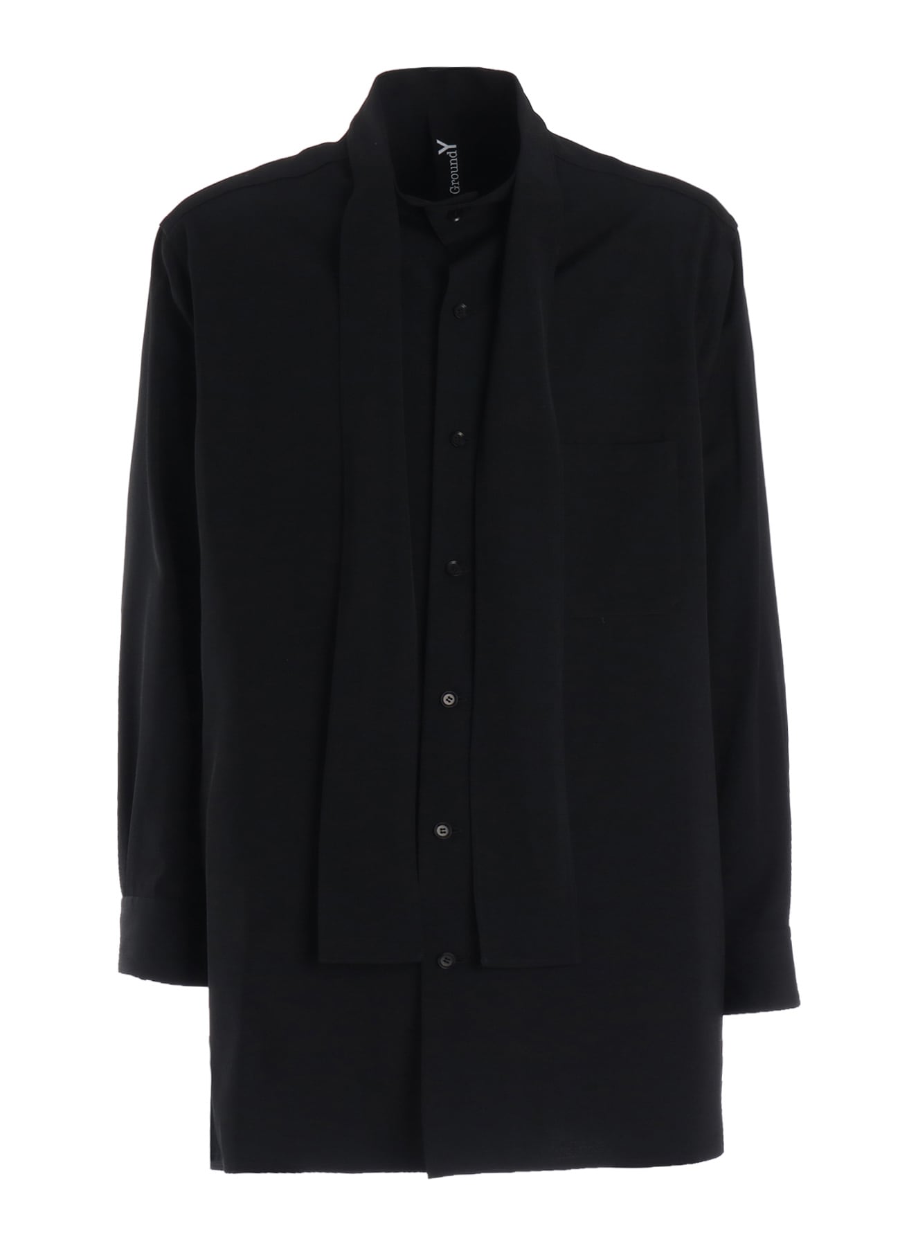 WOOL GABARDINE BOW COLLAR SHIRT