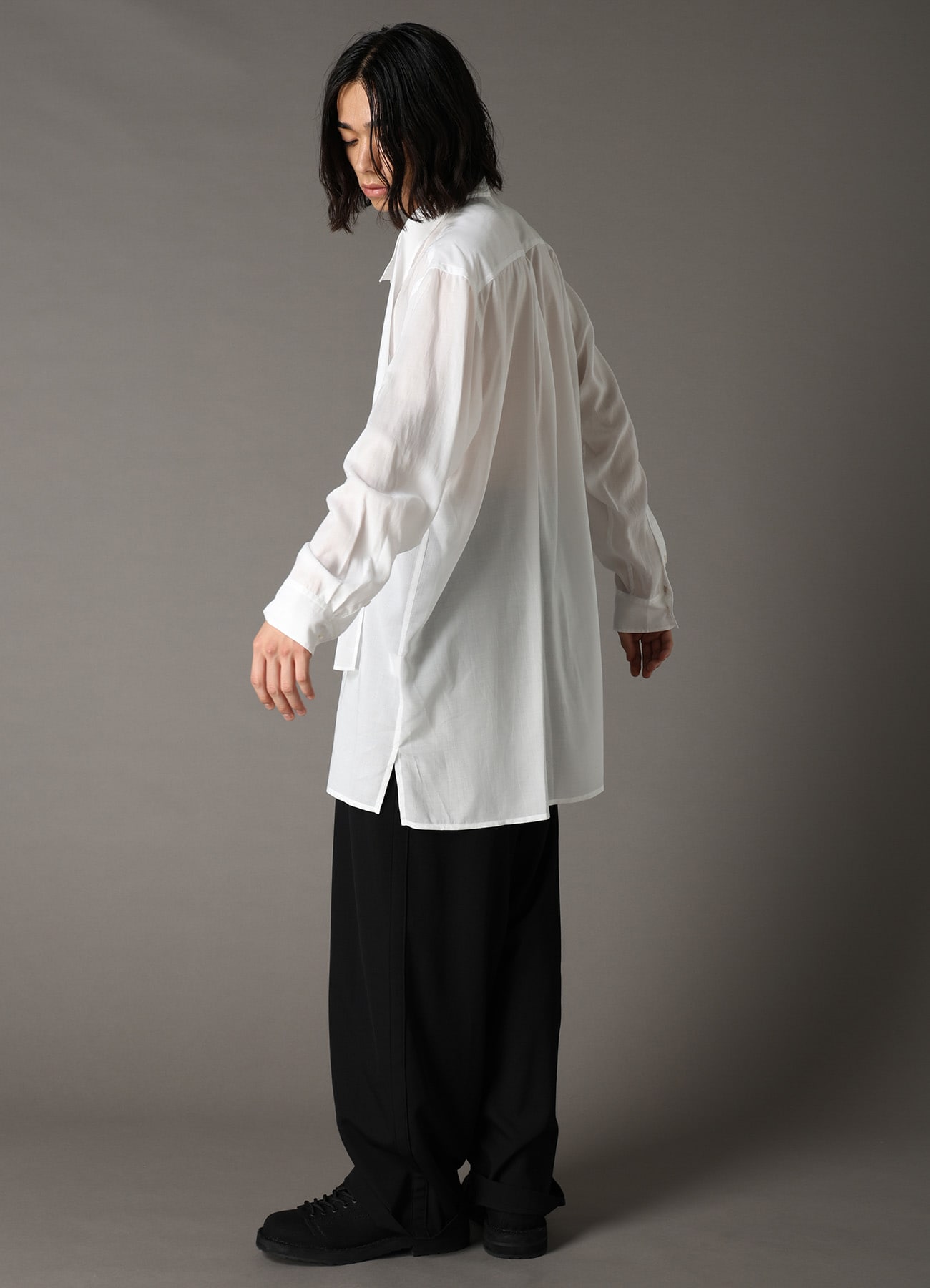 CELLULOSE LAWN BOW-TIE COLLAR SHIRT