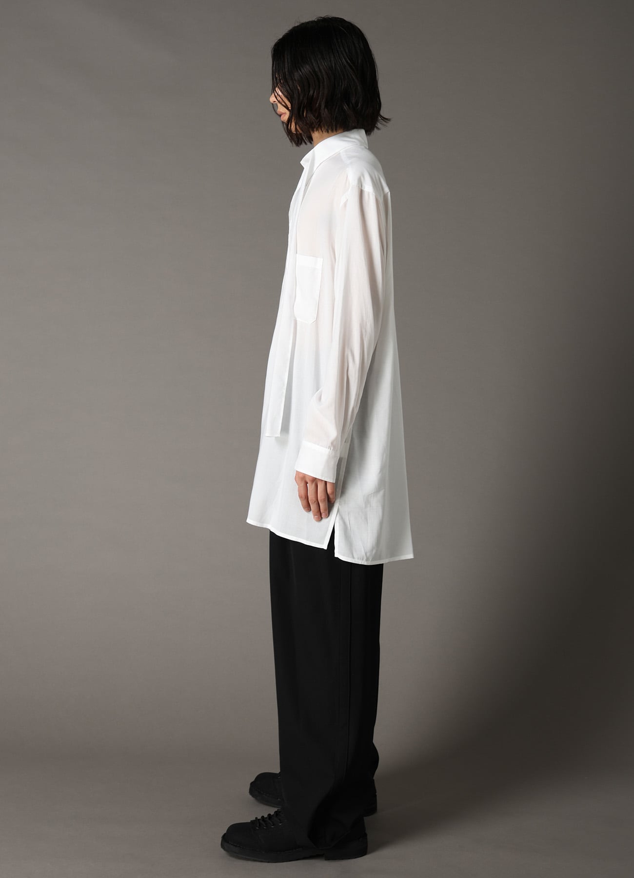 CELLULOSE LAWN BOW-TIE COLLAR SHIRT