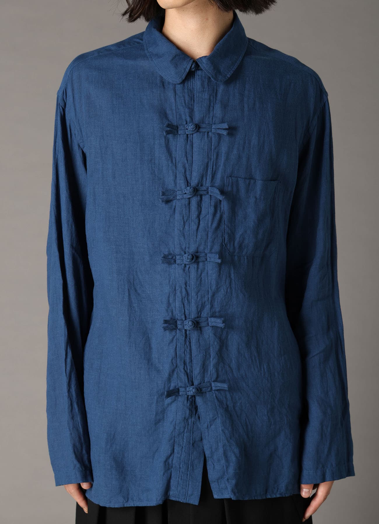 WASHED LINEN CANVAS SHAKA BUTTON SHIRT