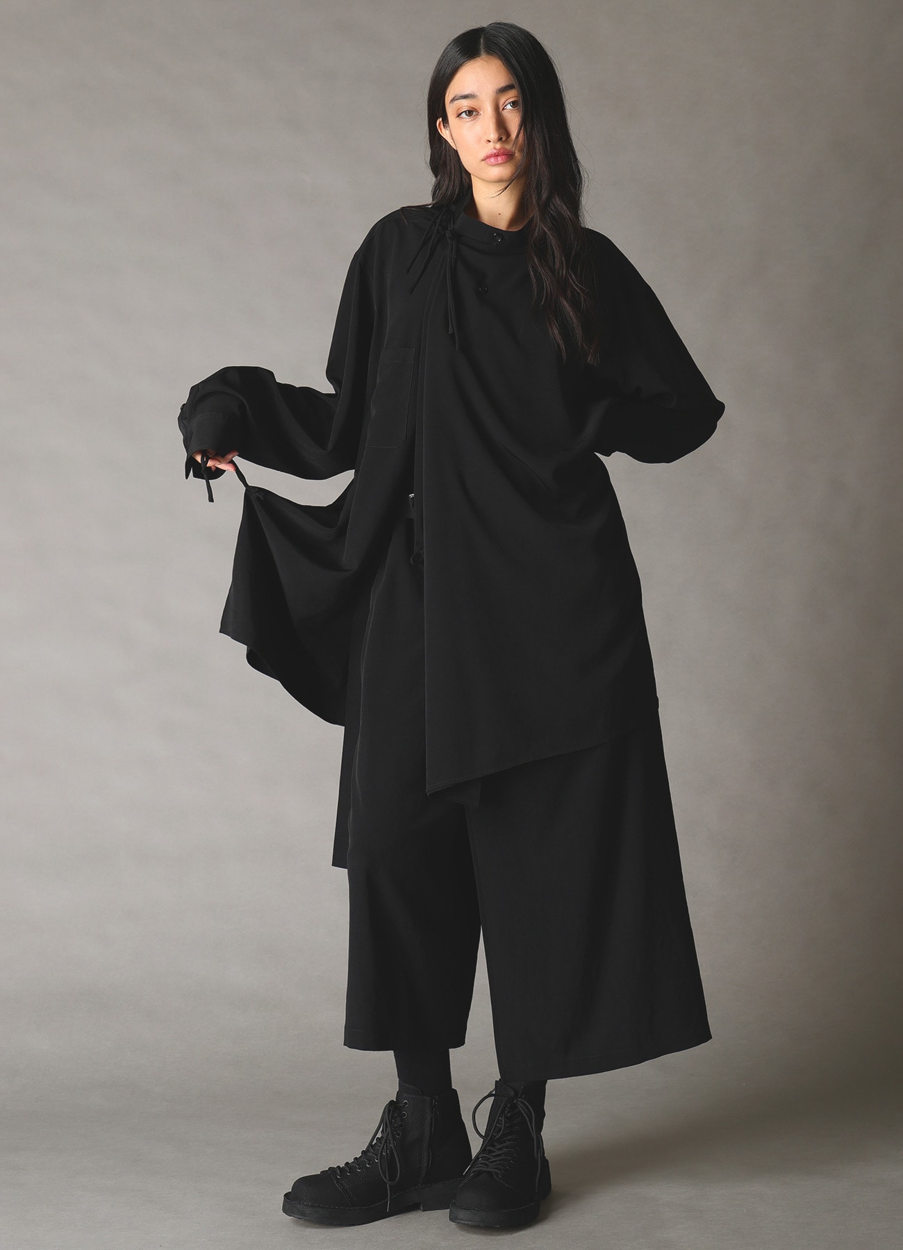 CREPE de CHINE STAND COLLAR CHINA SHIRT