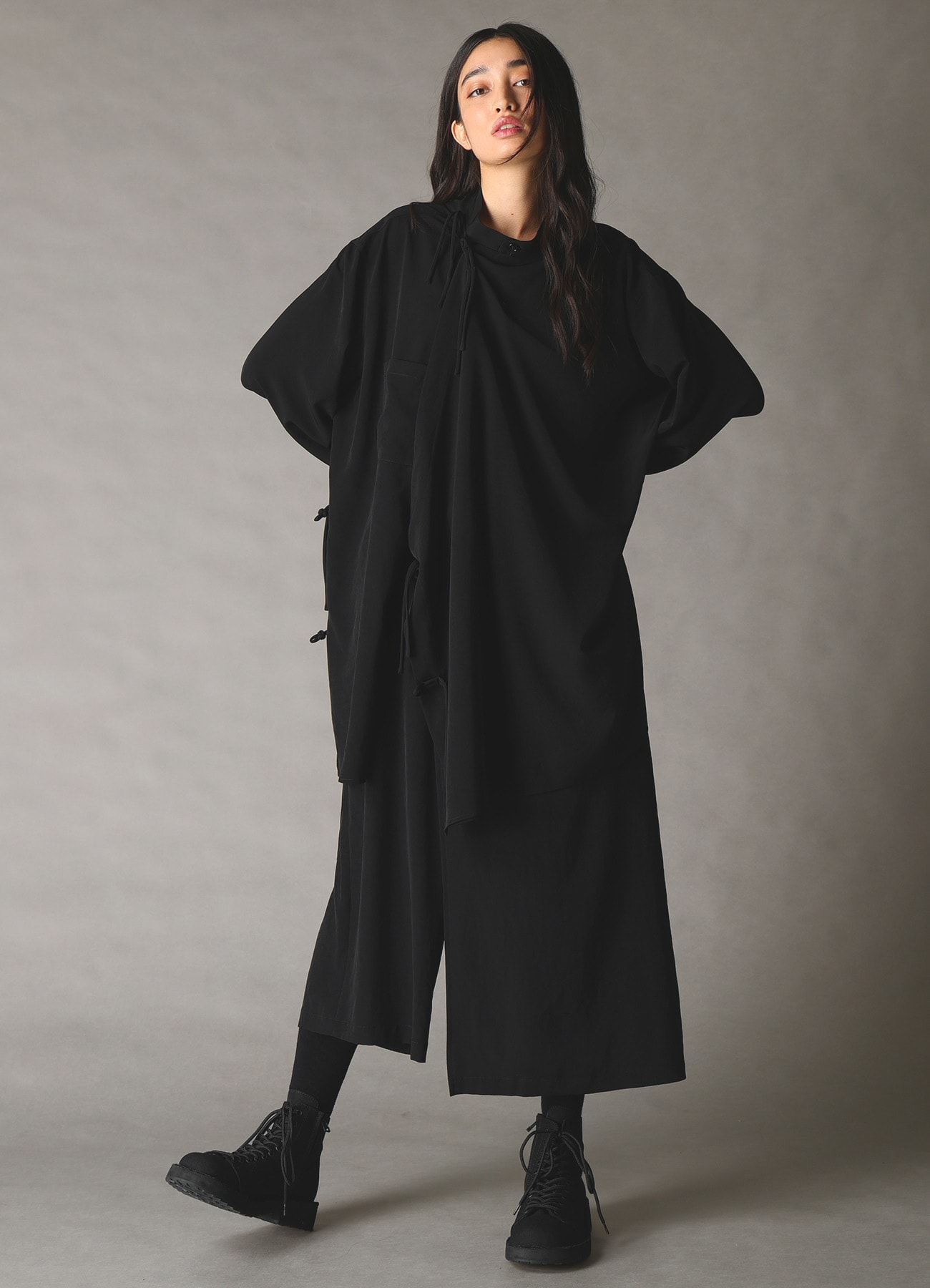 CREPE de CHINE STAND COLLAR CHINA SHIRT