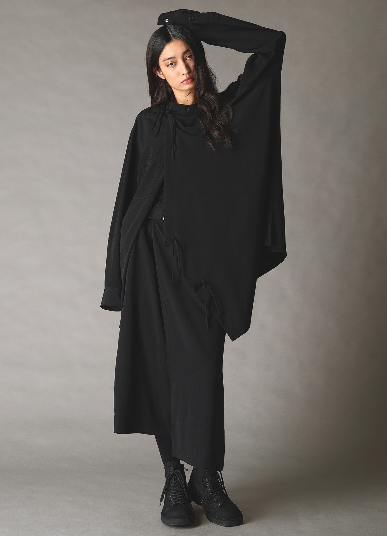 CREPE de CHINE STAND COLLAR CHINA SHIRT