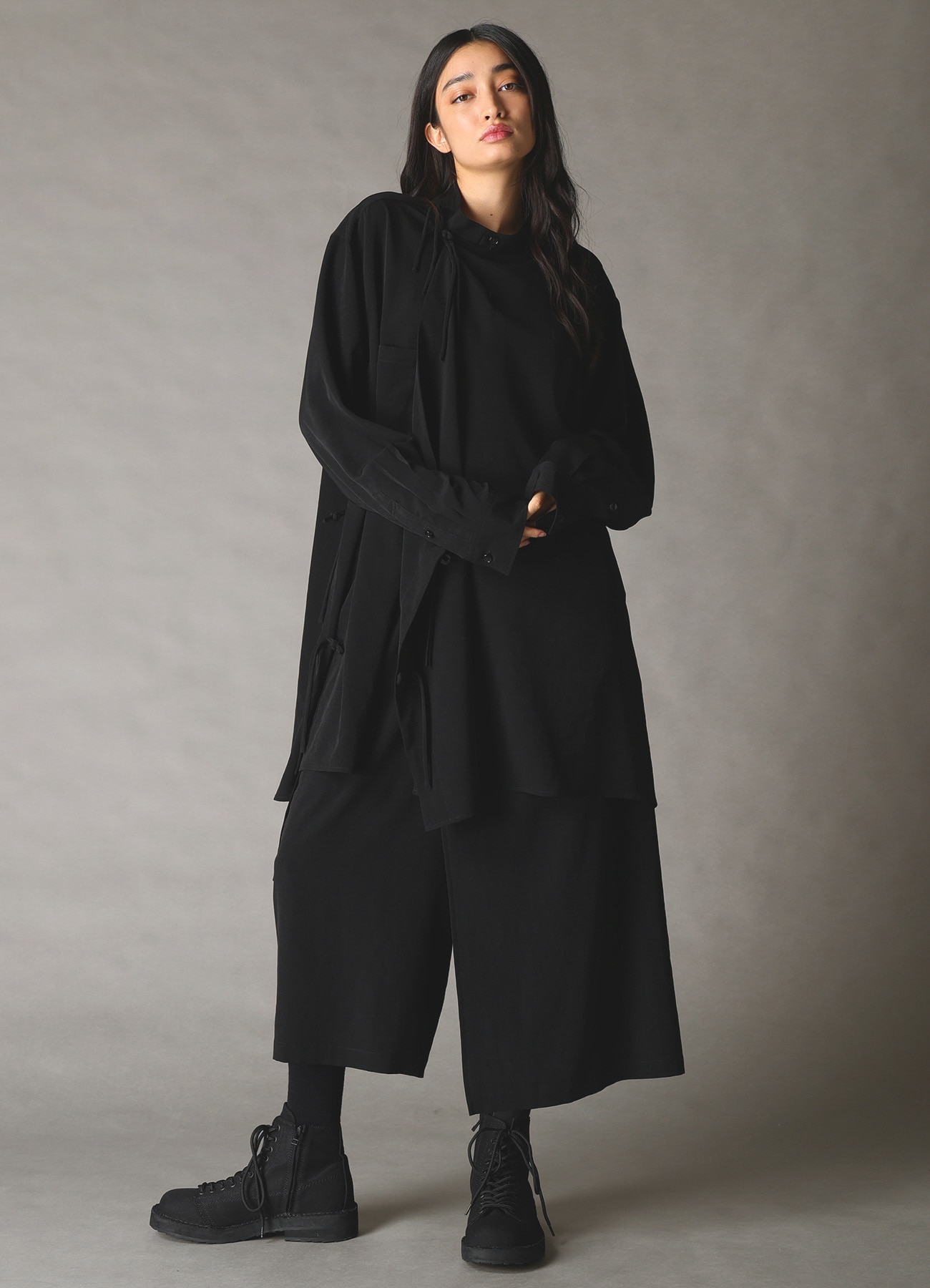 CREPE de CHINE STAND COLLAR CHINA SHIRT