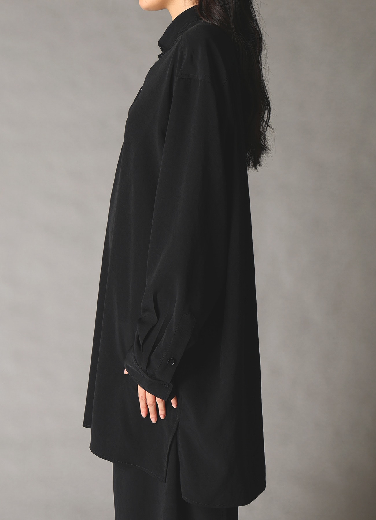 CREPE de CHINE STAND COLLAR CHINA SHIRT