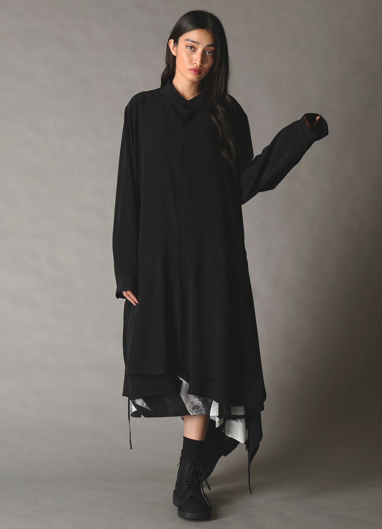 CREPE de CHINE POCKET BAGS BIG SHIRT