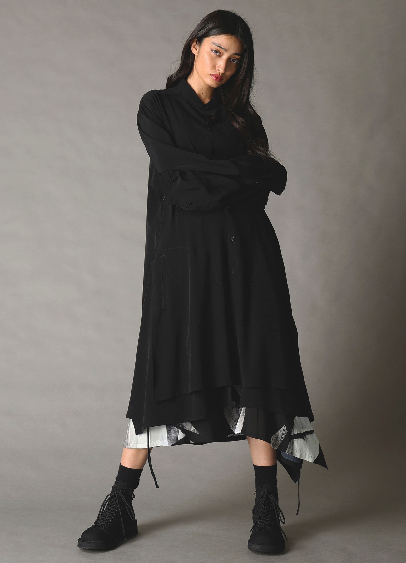 CREPE de CHINE POCKET BAGS BIG SHIRT