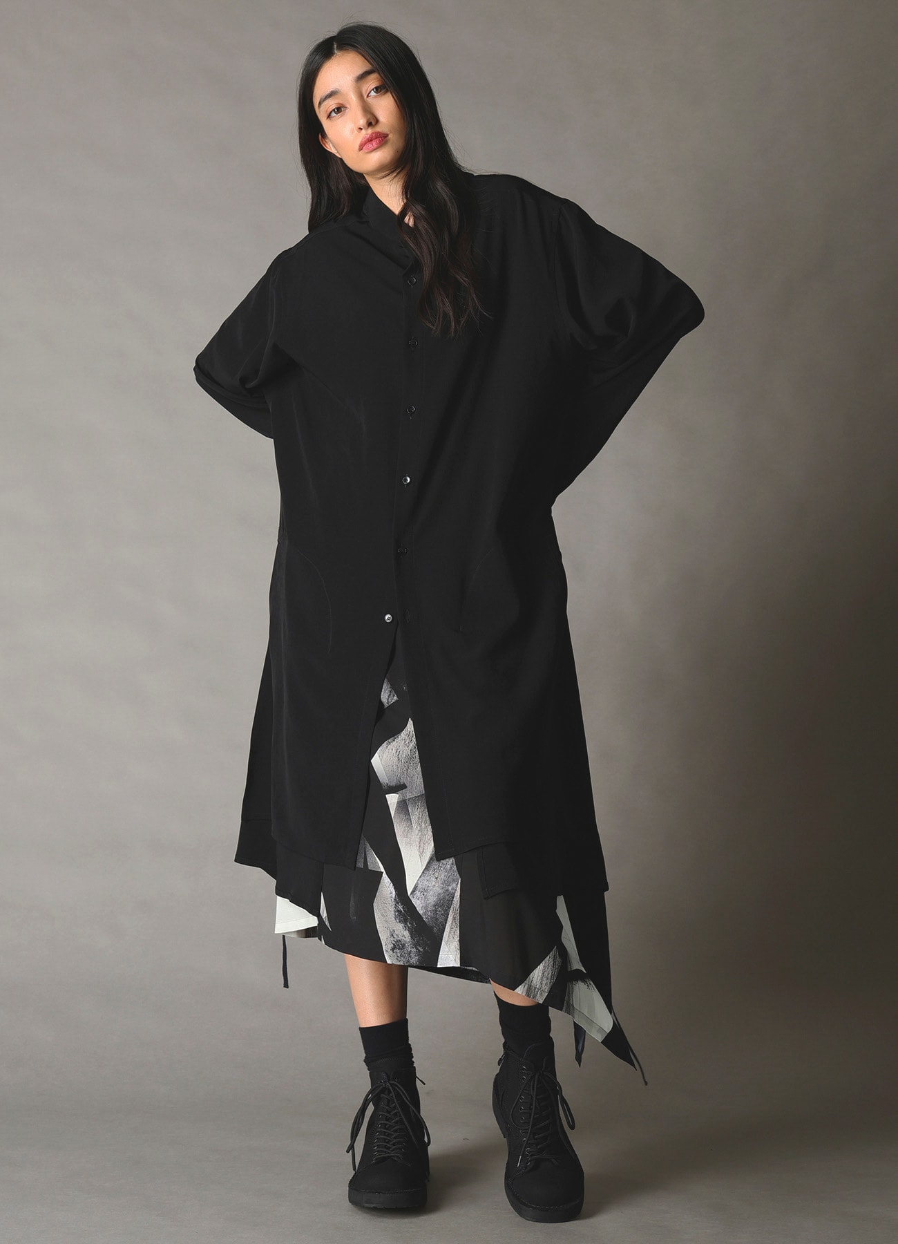 CREPE de CHINE POCKET BAGS BIG SHIRT