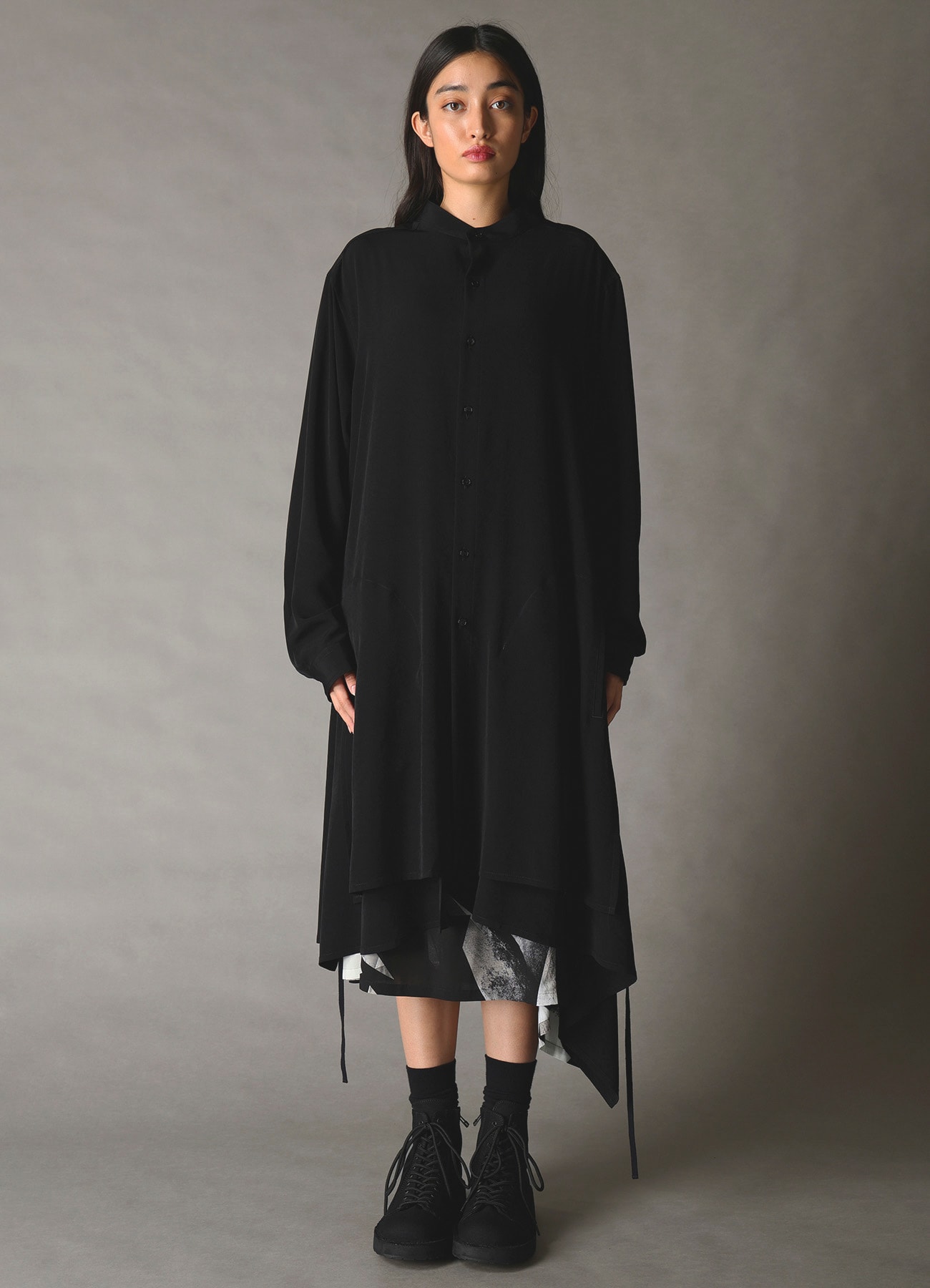 CREPE de CHINE POCKET BAGS BIG SHIRT