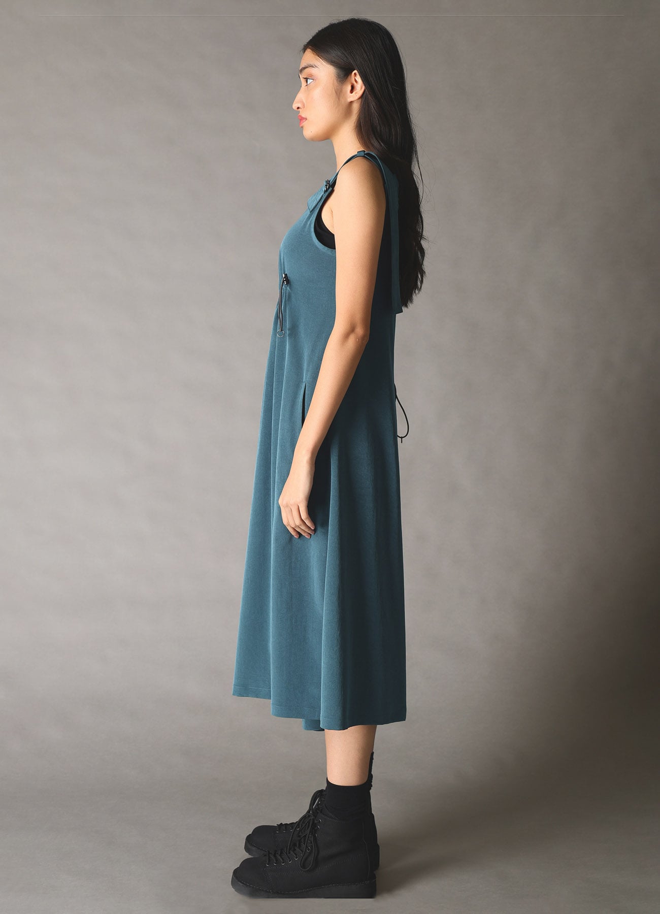 CREPE de CHINE ASYMMETRY DRAWCORD DRESS