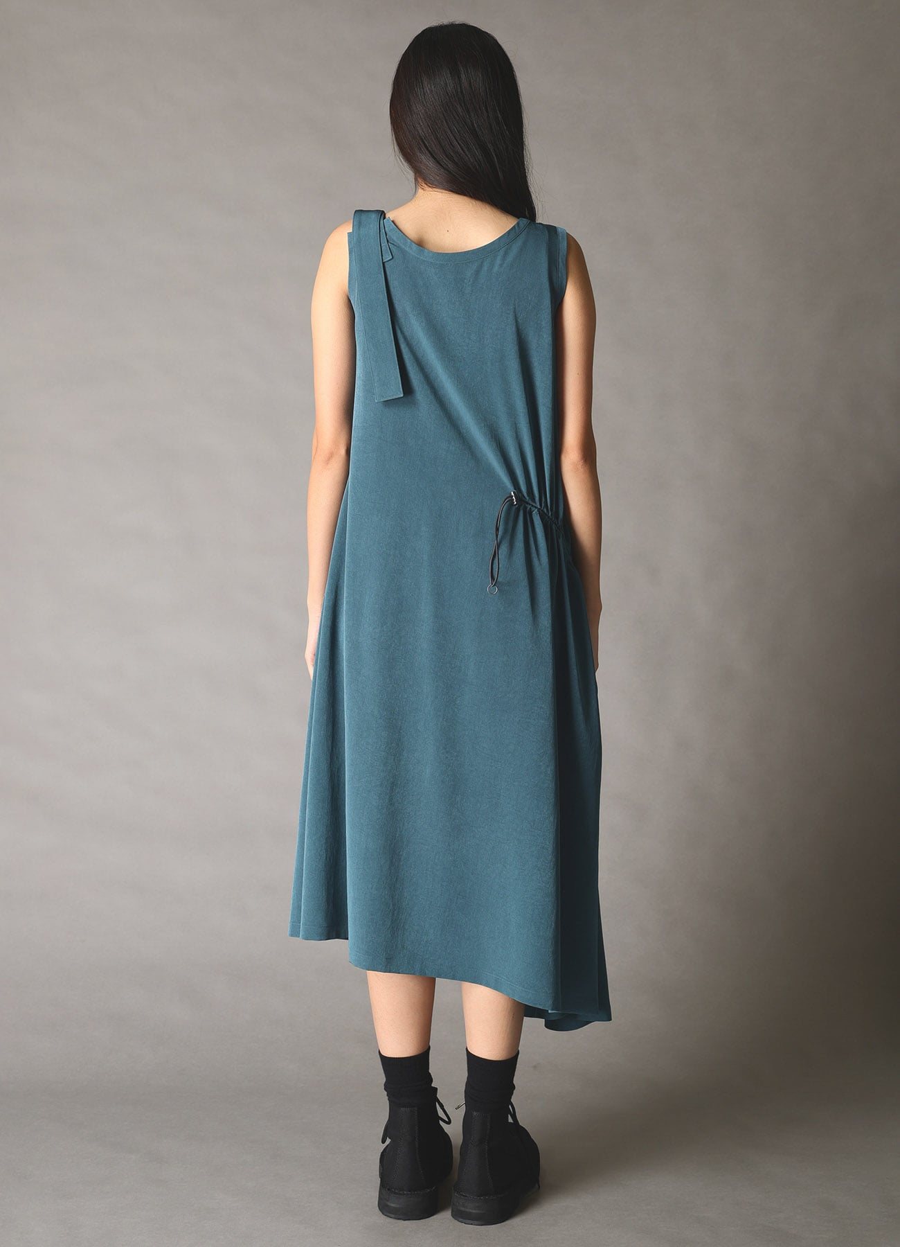 CREPE de CHINE ASYMMETRY DRAWCORD DRESS