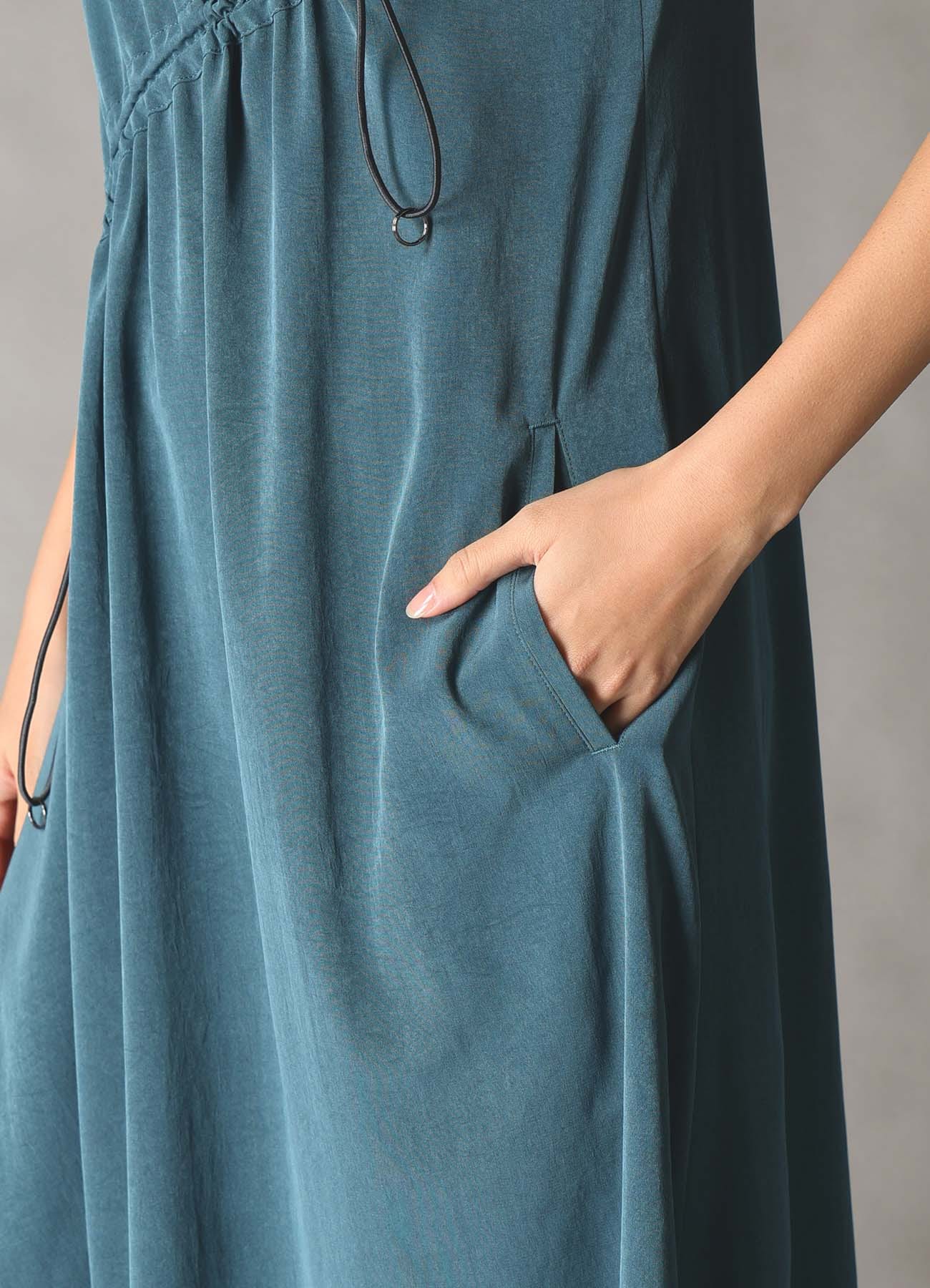 CREPE de CHINE ASYMMETRY DRAWCORD DRESS