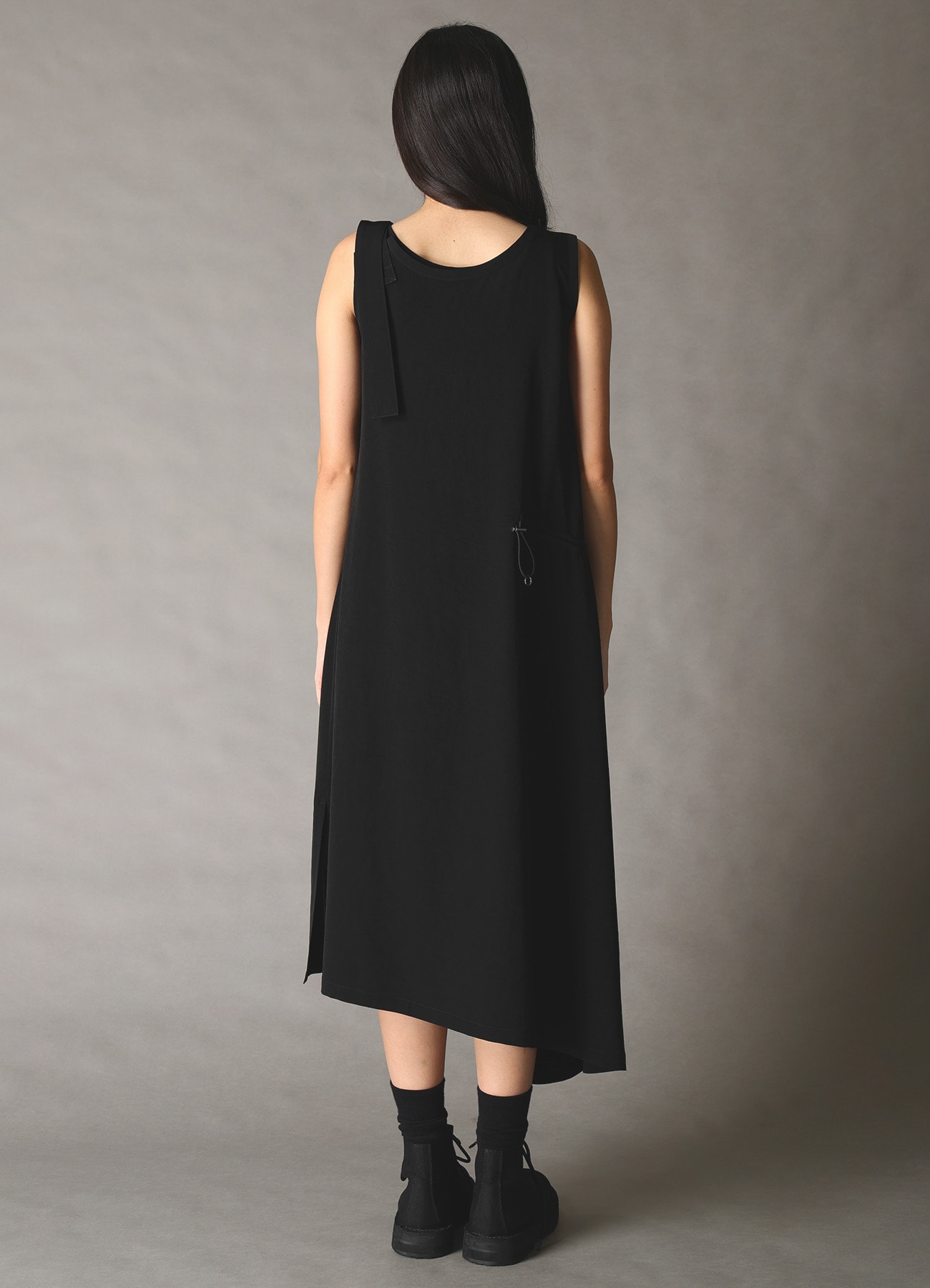 CREPE de CHINE ASYMMETRY DRAWCORD DRESS