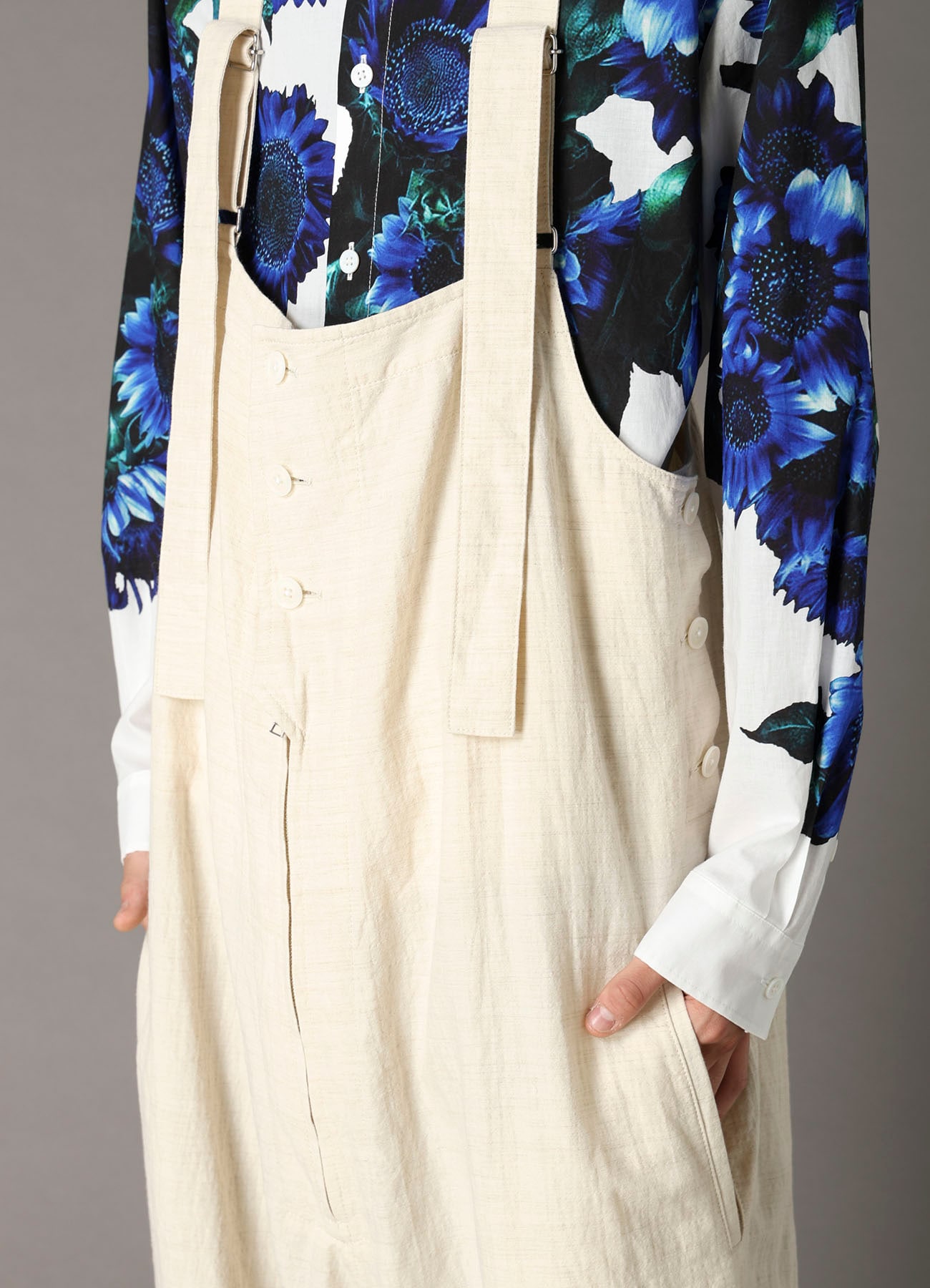 COTTON WOOL FLAX BROAD OVERALLS