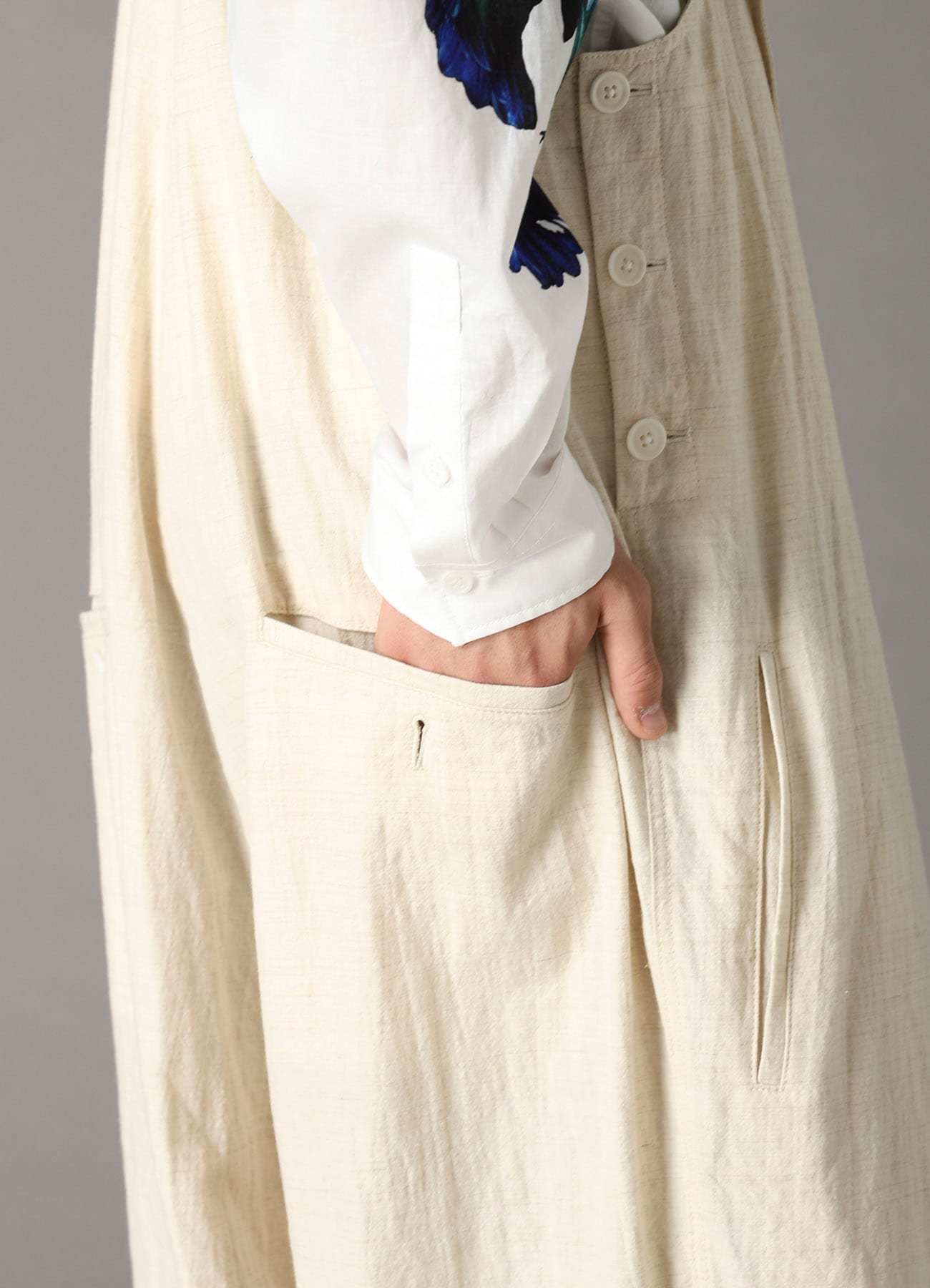 COTTON WOOL FLAX BROAD OVERALLS