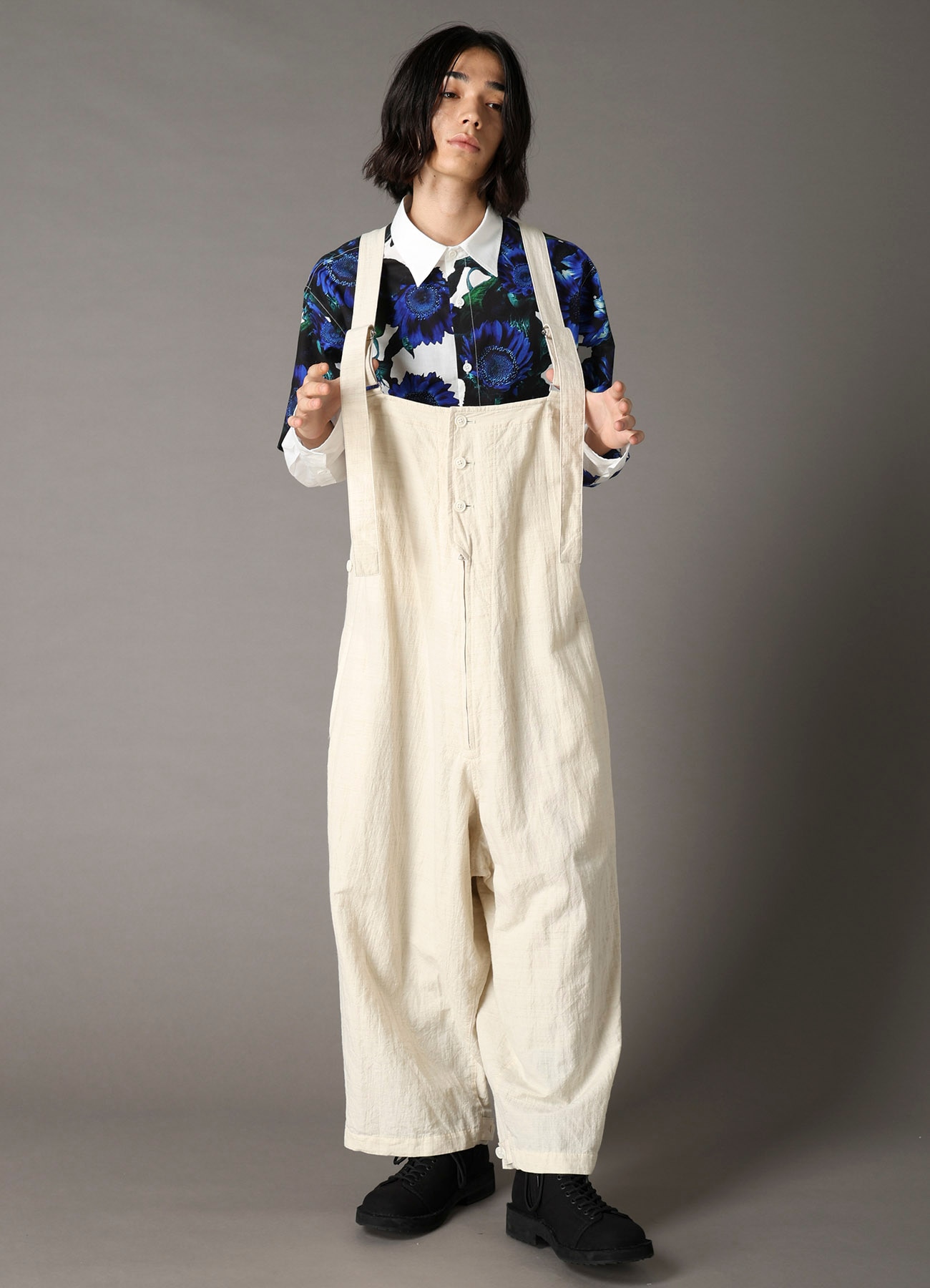 COTTON WOOL FLAX BROAD OVERALLS