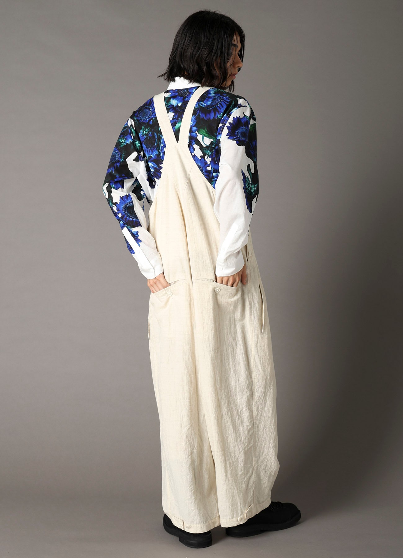 COTTON WOOL FLAX BROAD OVERALLS