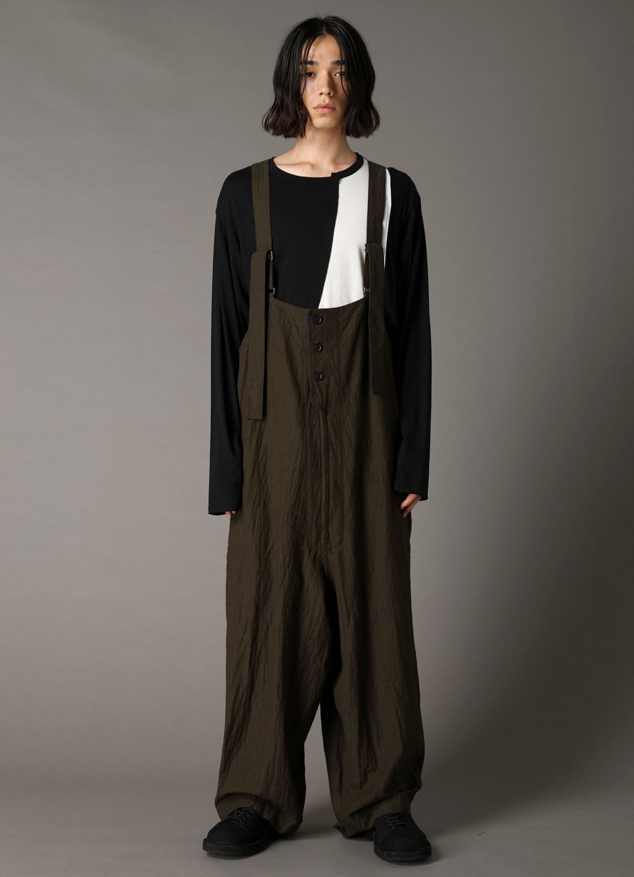 COTTON WOOL FLAX BROAD OVERALLS