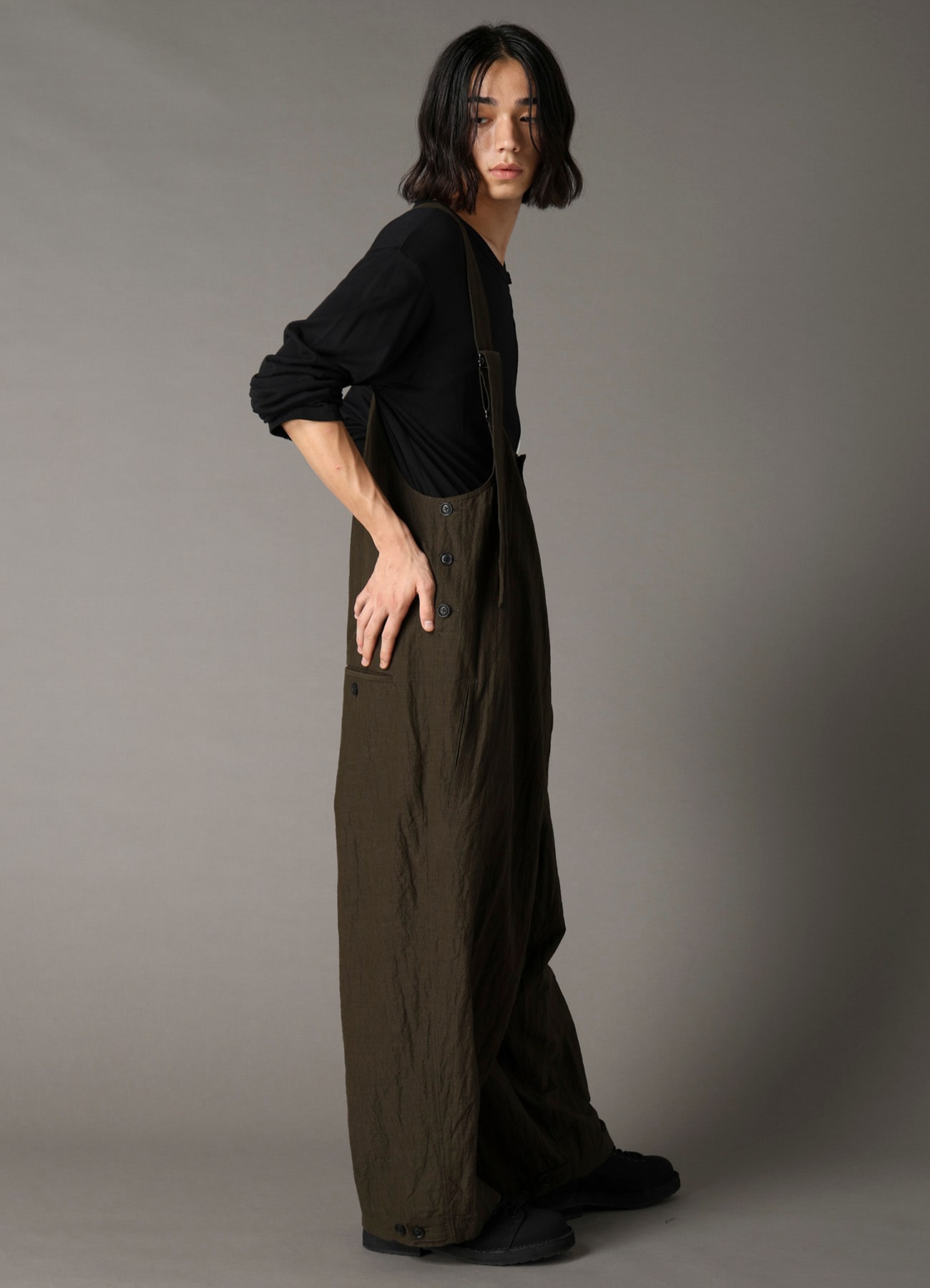 COTTON WOOL FLAX BROAD OVERALLS