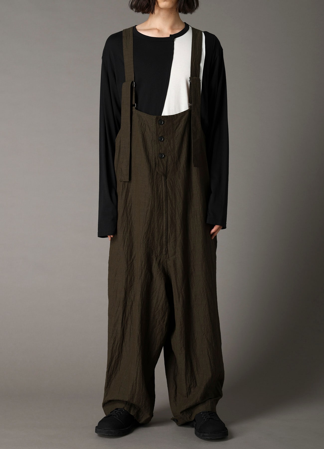 COTTON WOOL FLAX BROAD OVERALLS