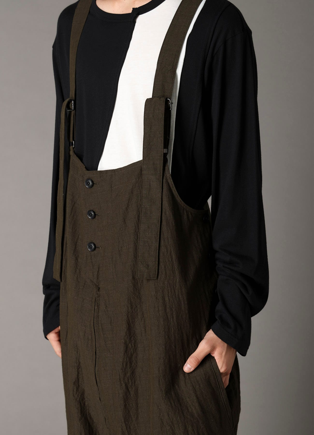 COTTON WOOL FLAX BROAD OVERALLS