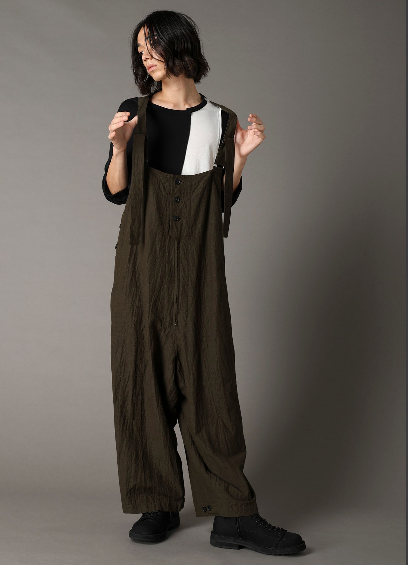 COTTON WOOL FLAX BROAD OVERALLS