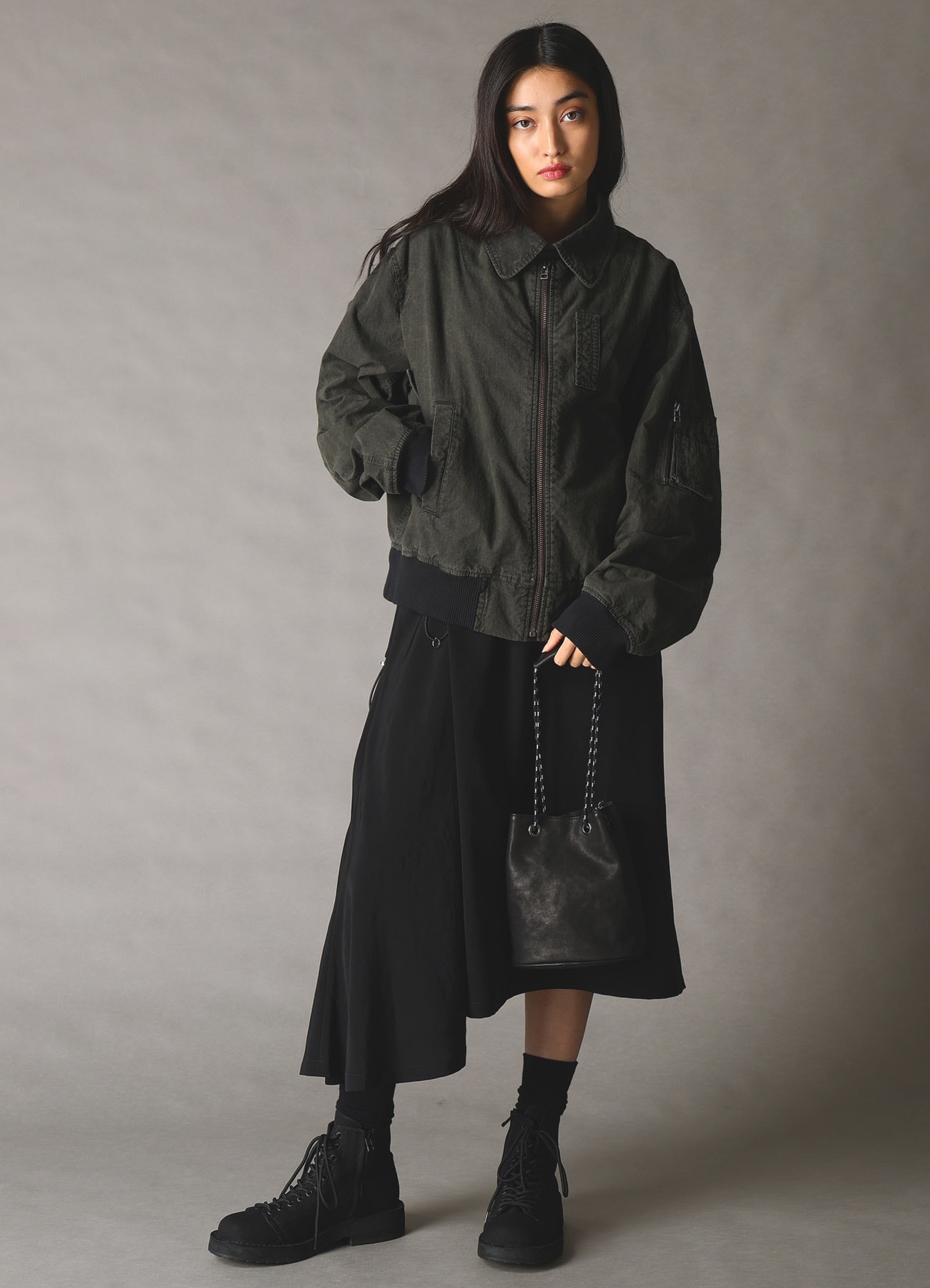 WASHED LEATHER SRAWSTRING BAG