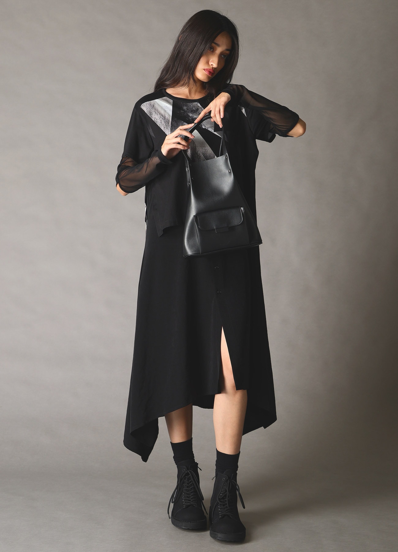 FAUX LEATHER POCKET TOTE BAG