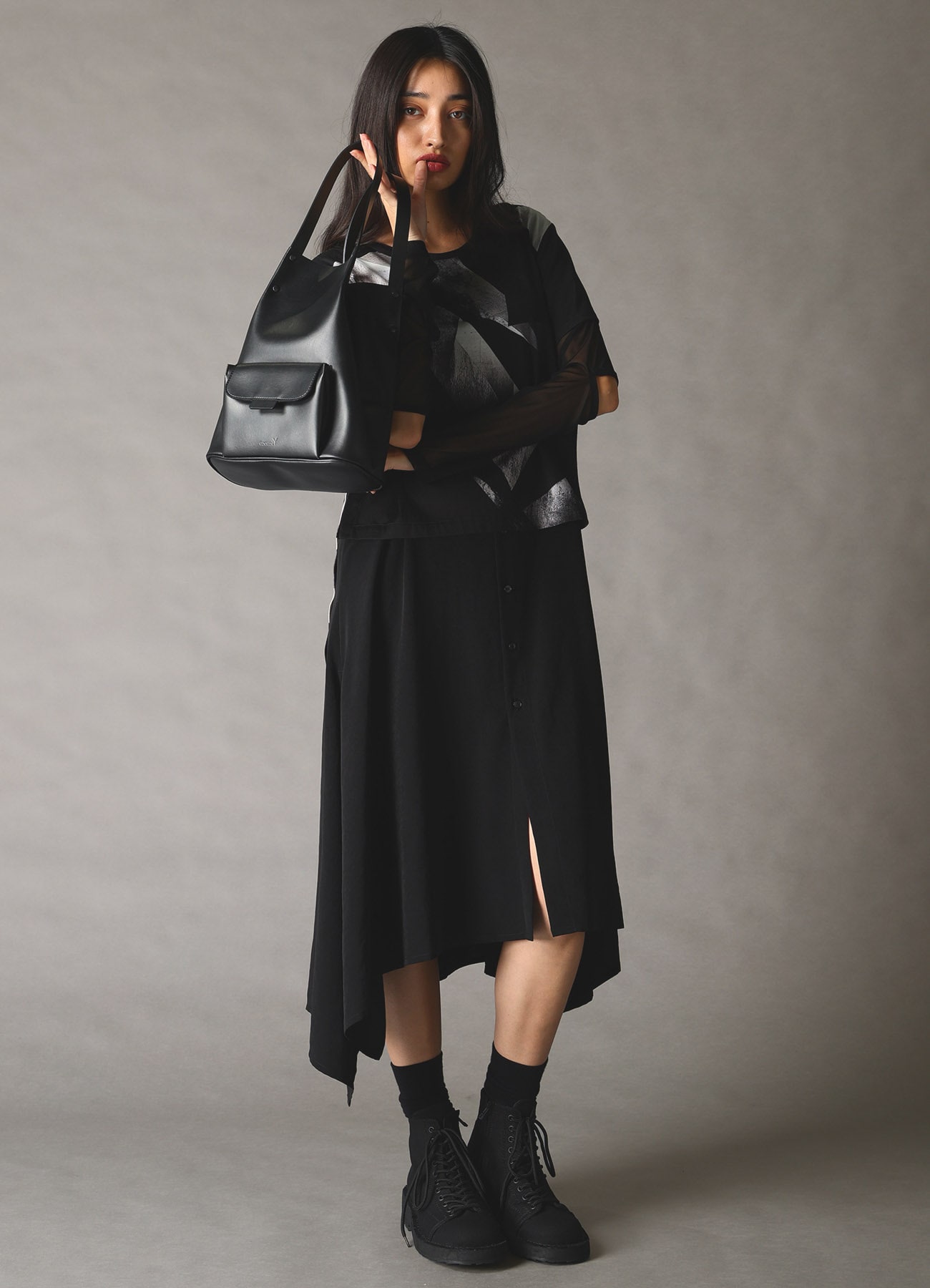 FAUX LEATHER POCKET TOTE BAG