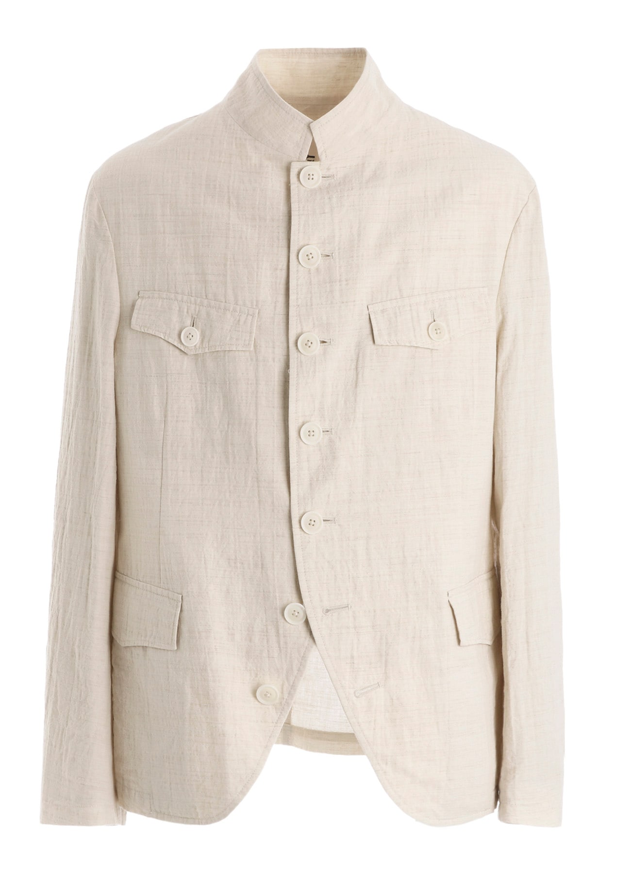 COTTON WOOL FLAX BROAD STAND COLLAR JACKET