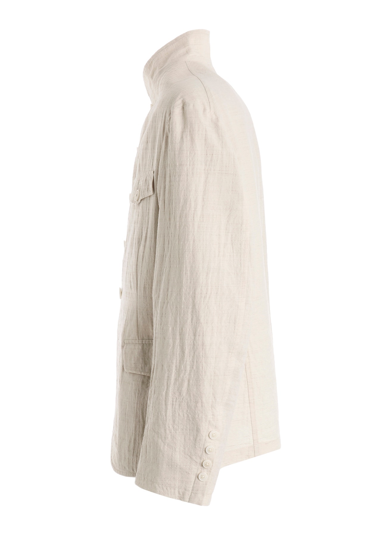 COTTON WOOL FLAX BROAD STAND COLLAR JACKET