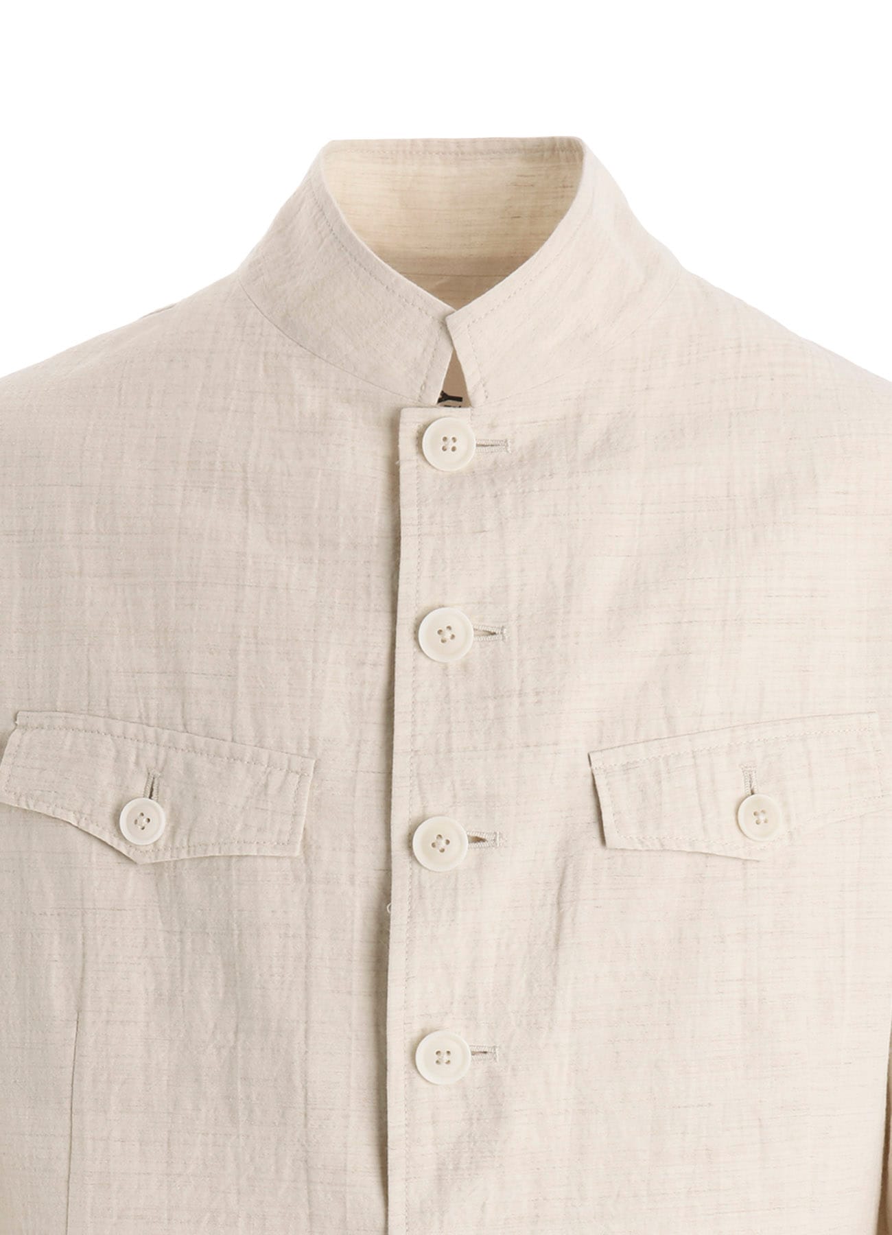COTTON WOOL FLAX BROAD STAND COLLAR JACKET