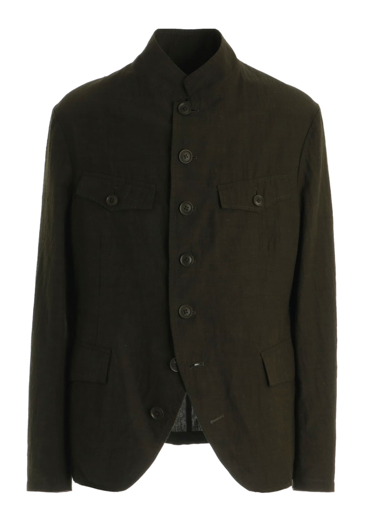 COTTON WOOL FLAX BROAD STAND COLLAR JACKET