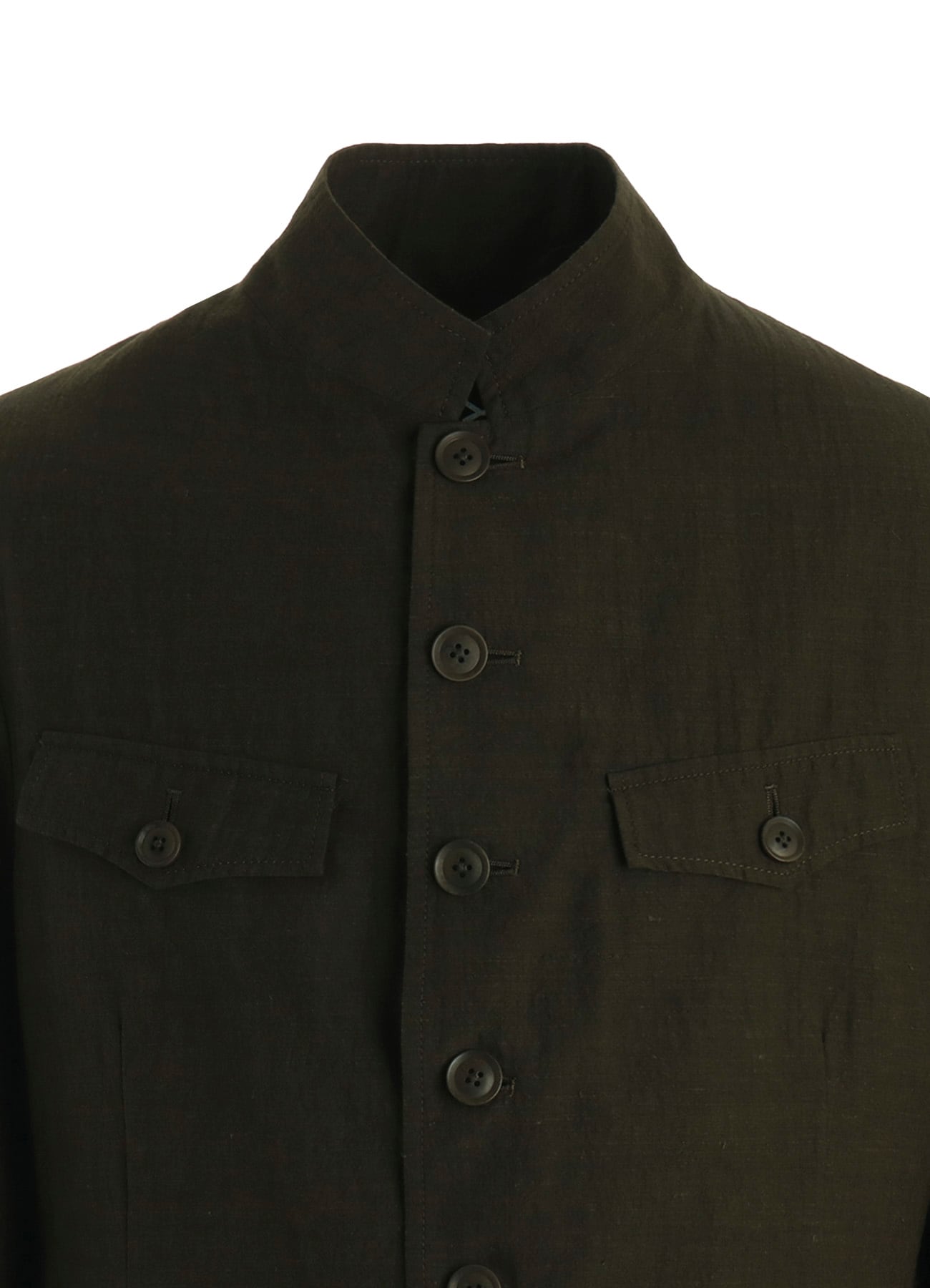 COTTON WOOL FLAX BROAD STAND COLLAR JACKET