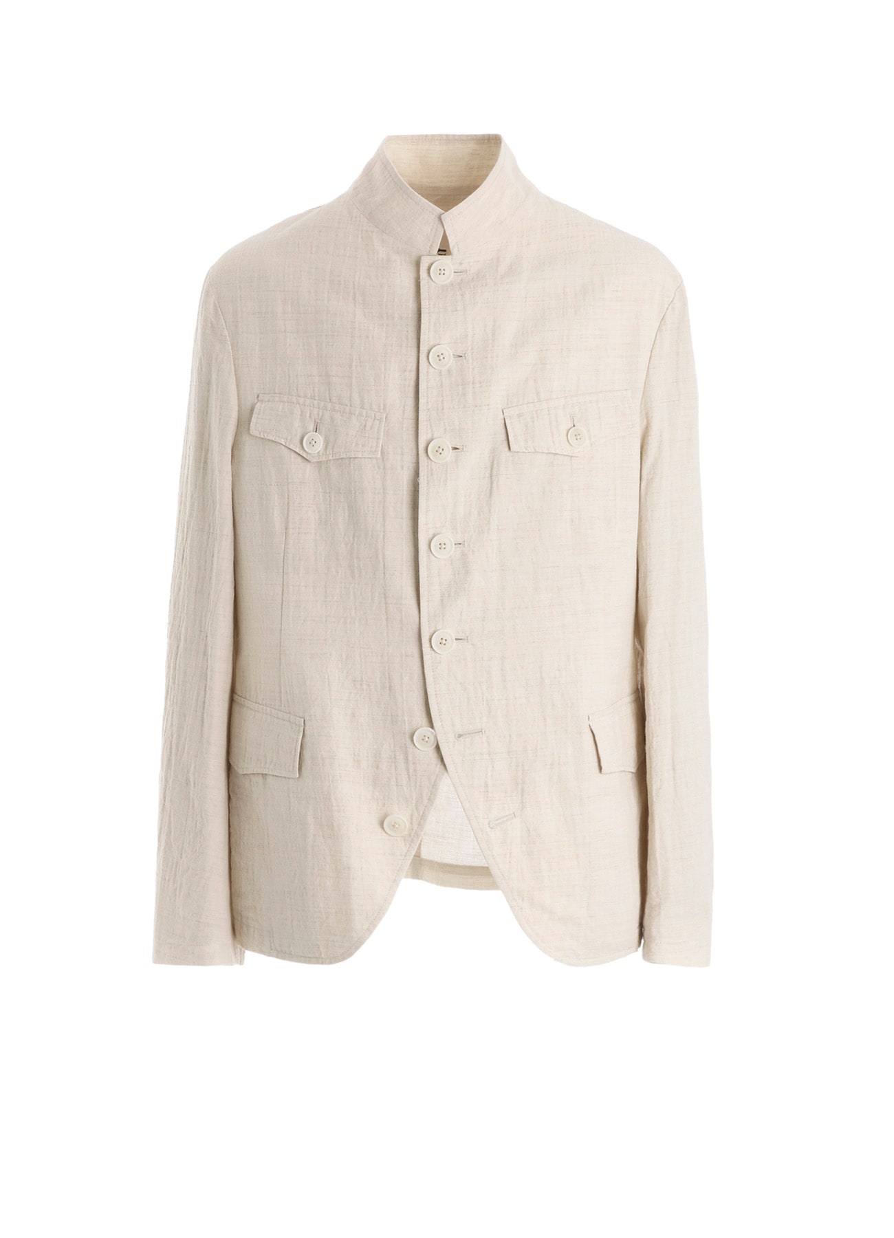 COTTON WOOL FLAX BROAD STAND COLLAR JACKET