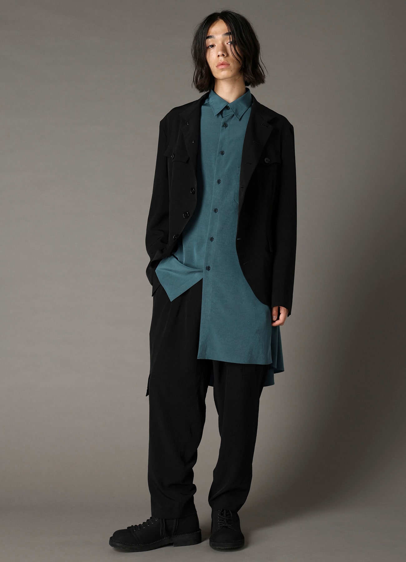 CREPE de CHINE MENS STAND COLLAR JACKET