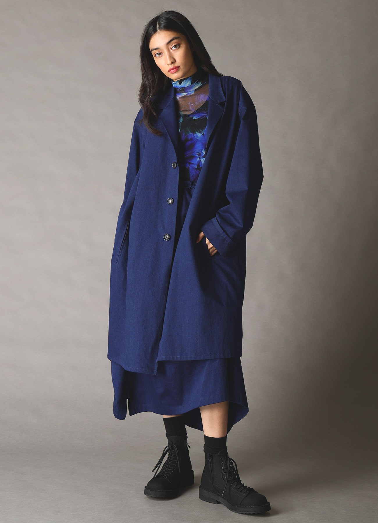 COTTON INDIGO TWILL SHIRT JACKET