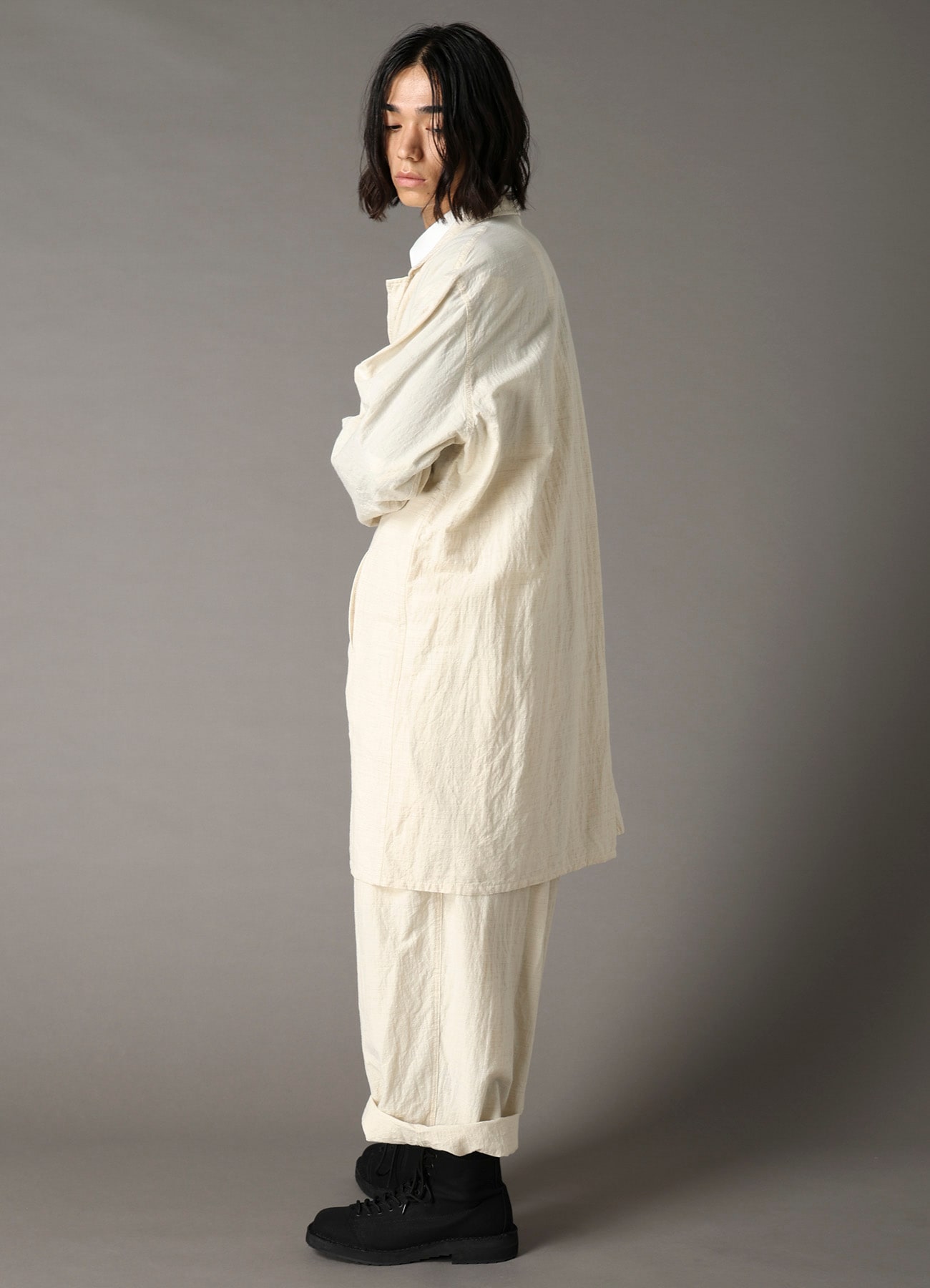 COTTON WOOL FLAX BROAD SHIRT JACKET