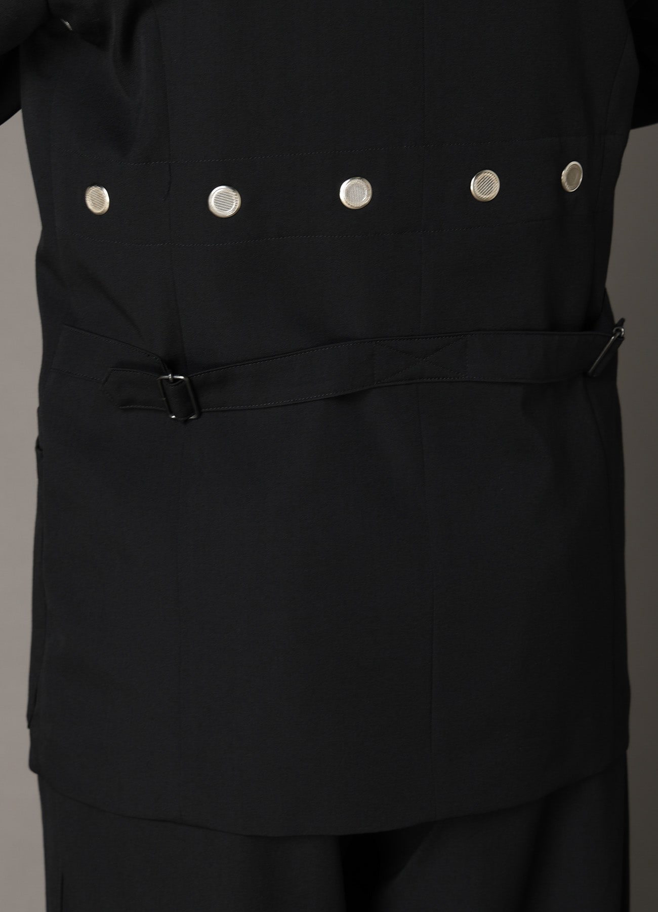 WOOL GABARDINE JACKET WITH EYELETS AND BACK BELT