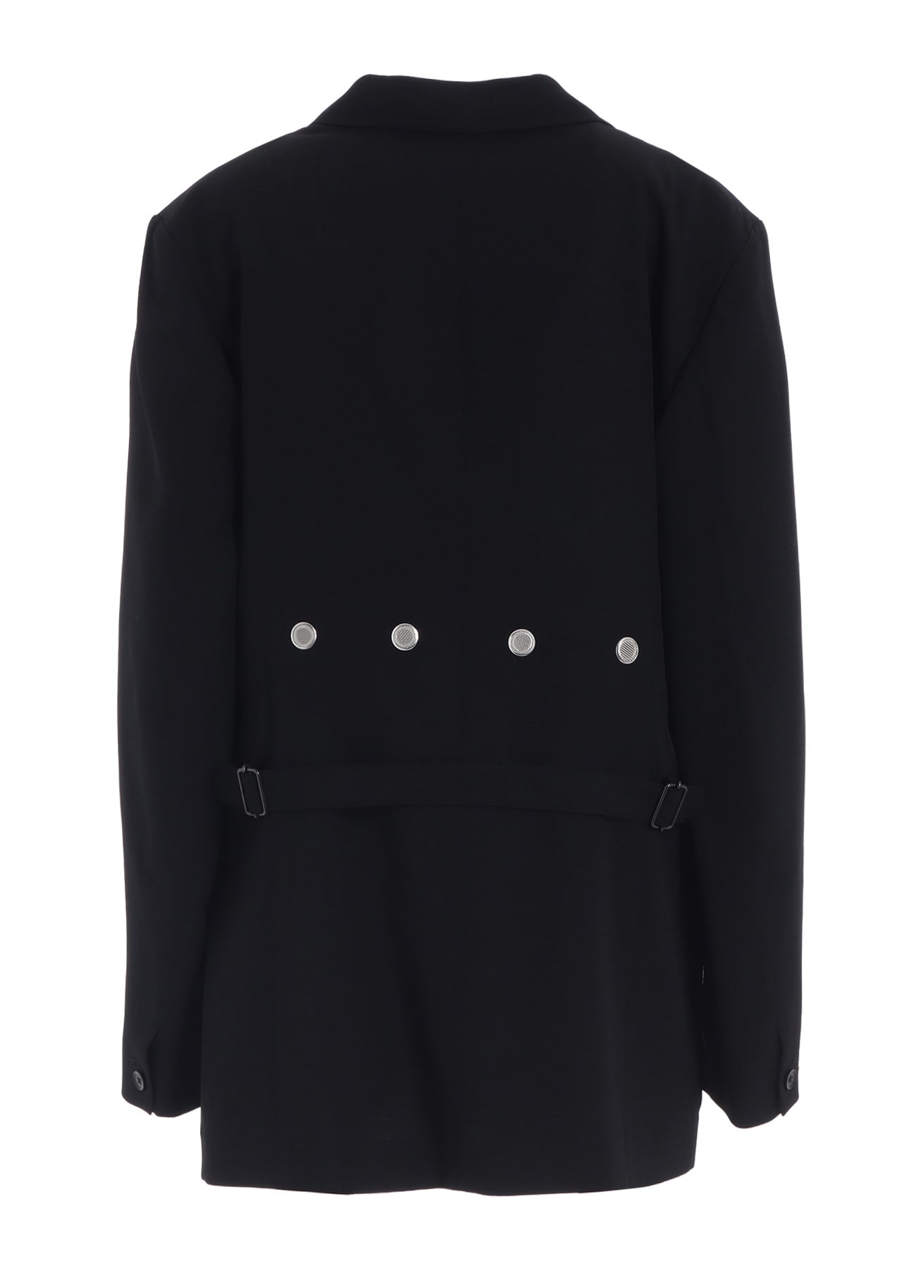 WOOL GABARDINE JACKET WITH EYELETS AND BACK BELT