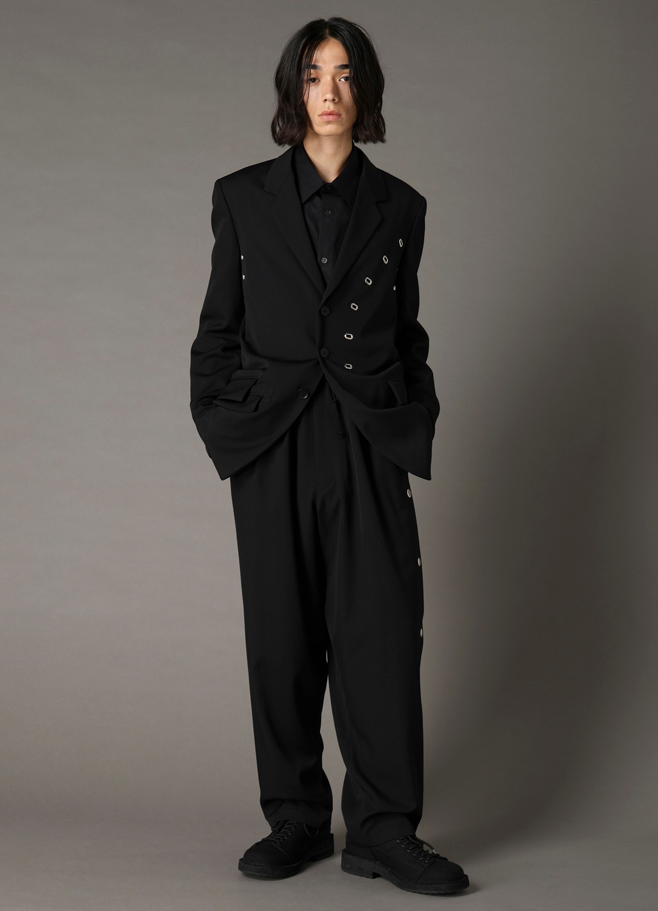 WOOL GABARDINE JACKET WITH EYELETS