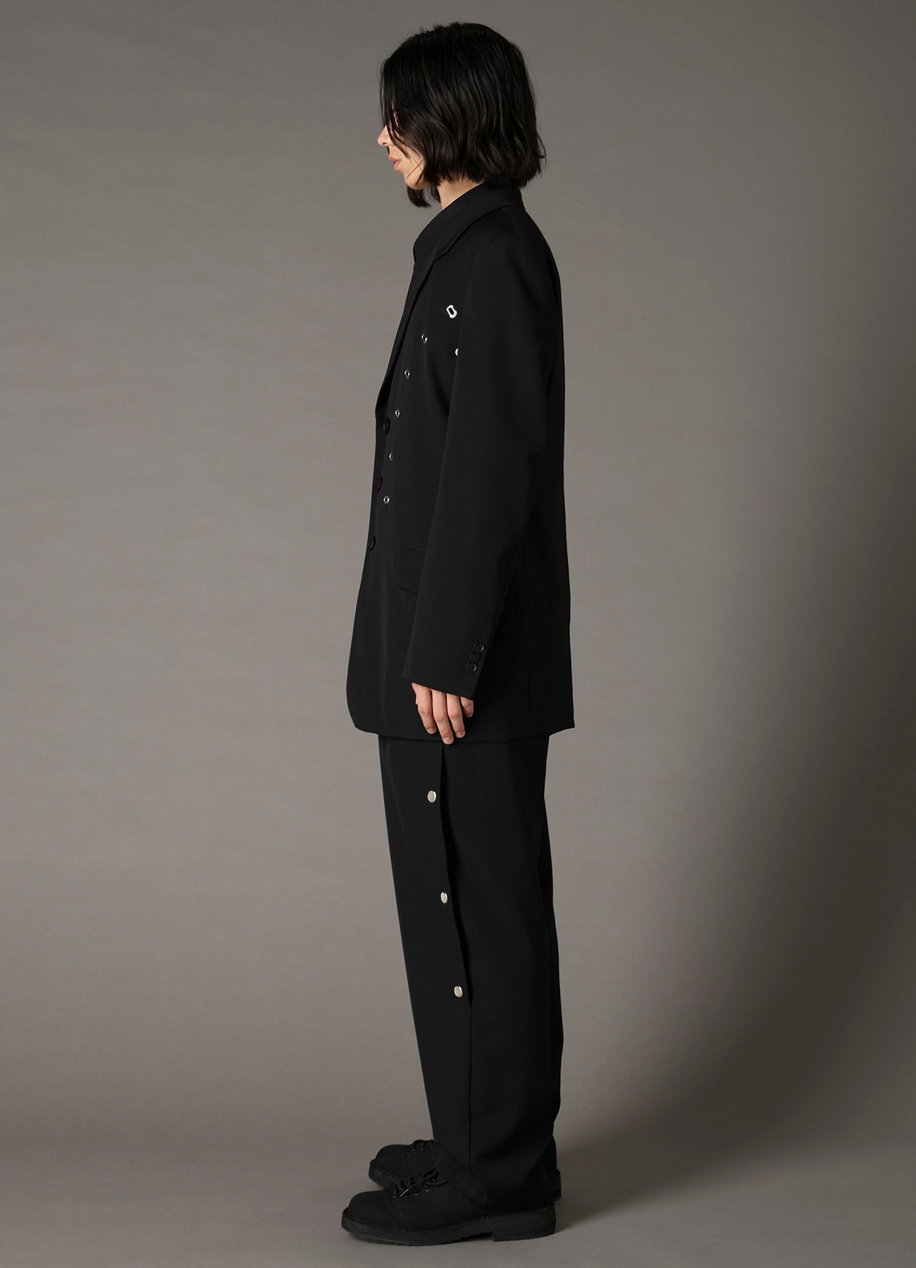 WOOL GABARDINE JACKET WITH EYELETS